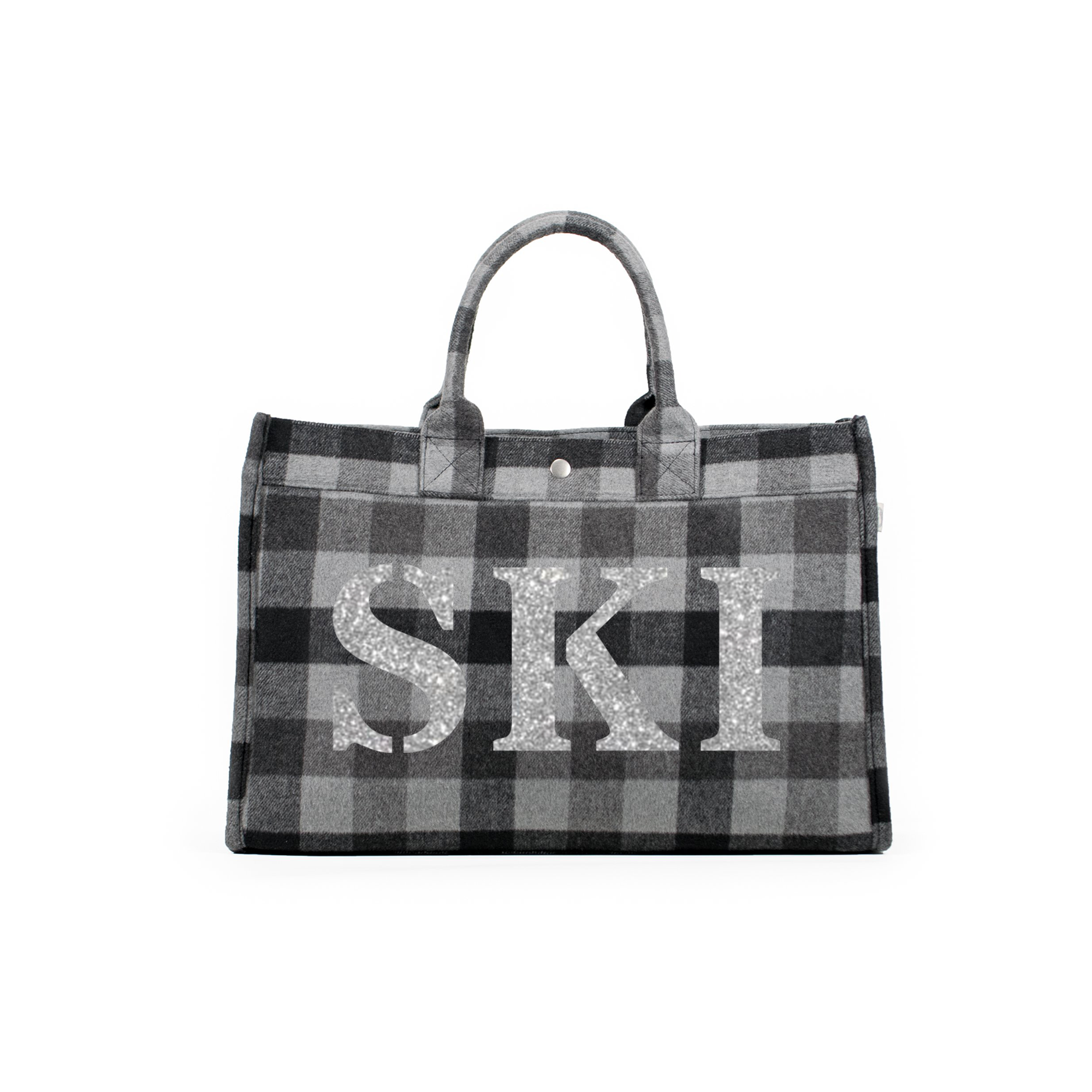 East West Bag Grey Flannel Plaid with Silver SKI - Quilted Koala