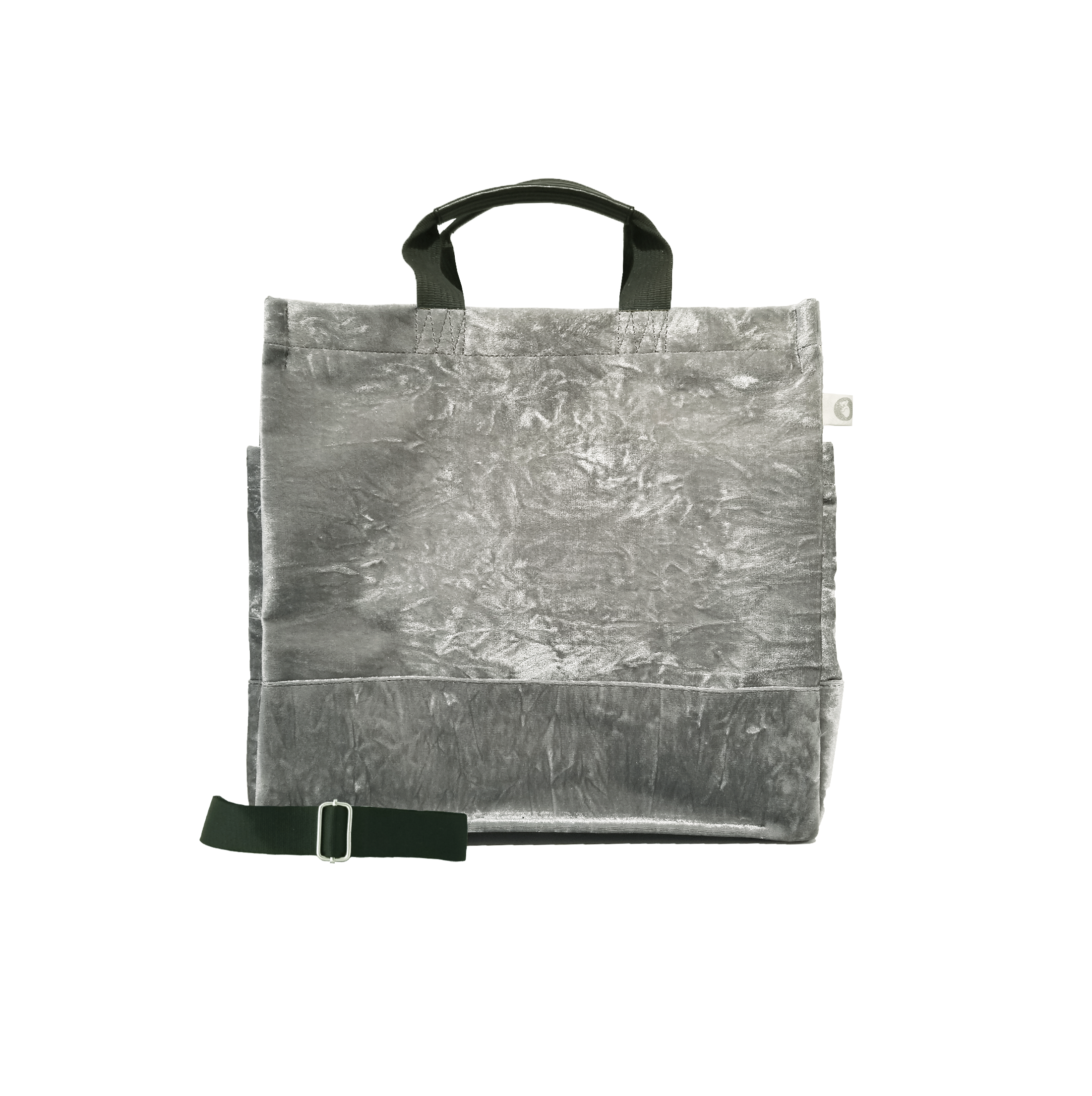Monogram Stripe Luxe North South: Grey Crushed Velvet - Quilted Koala