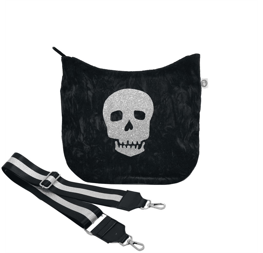 Mini City Bag: Black Crushed Velvet - Quilted Koala