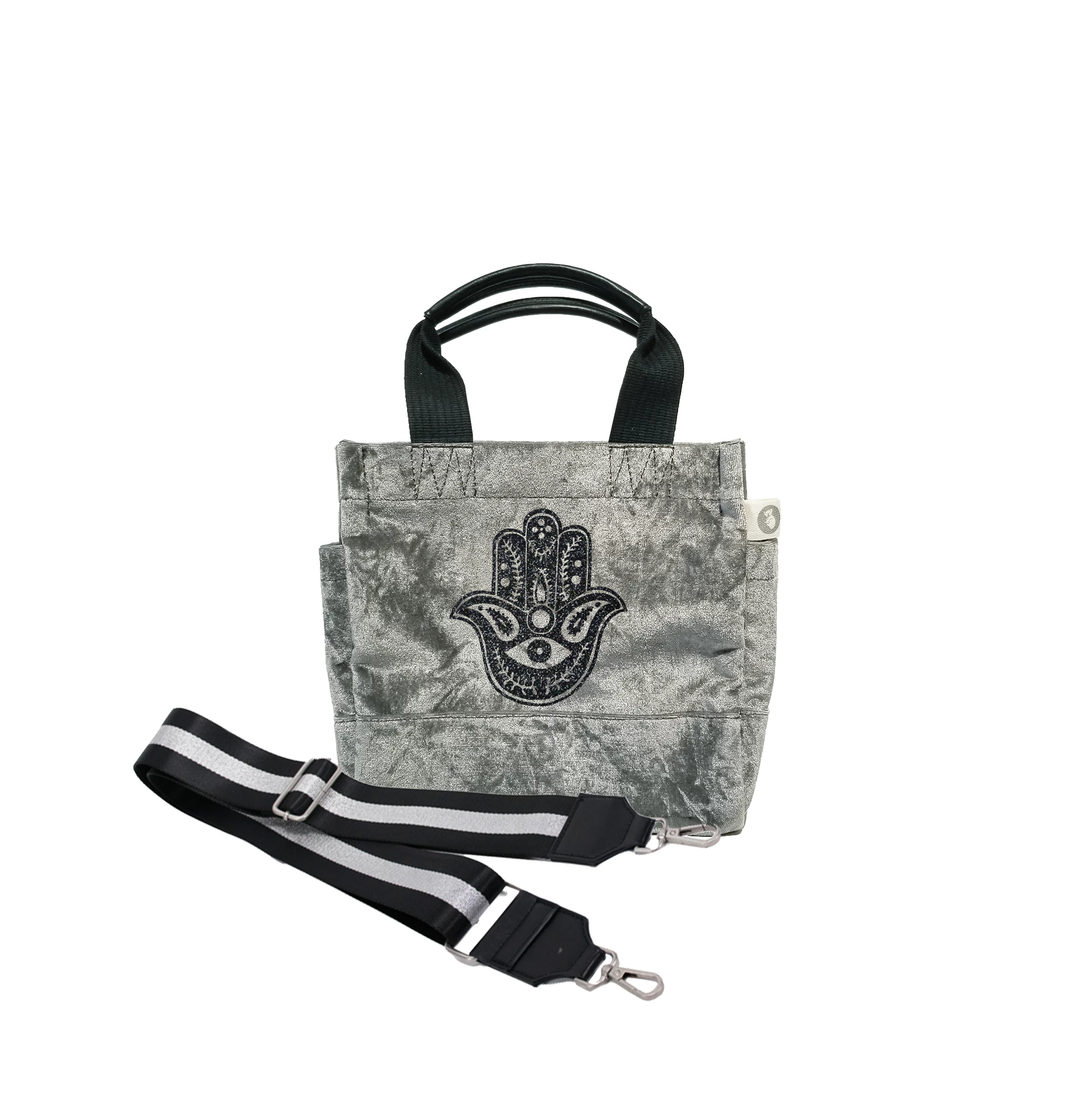 Mini Luxe North South: Grey Crushed Velvet - Quilted Koala