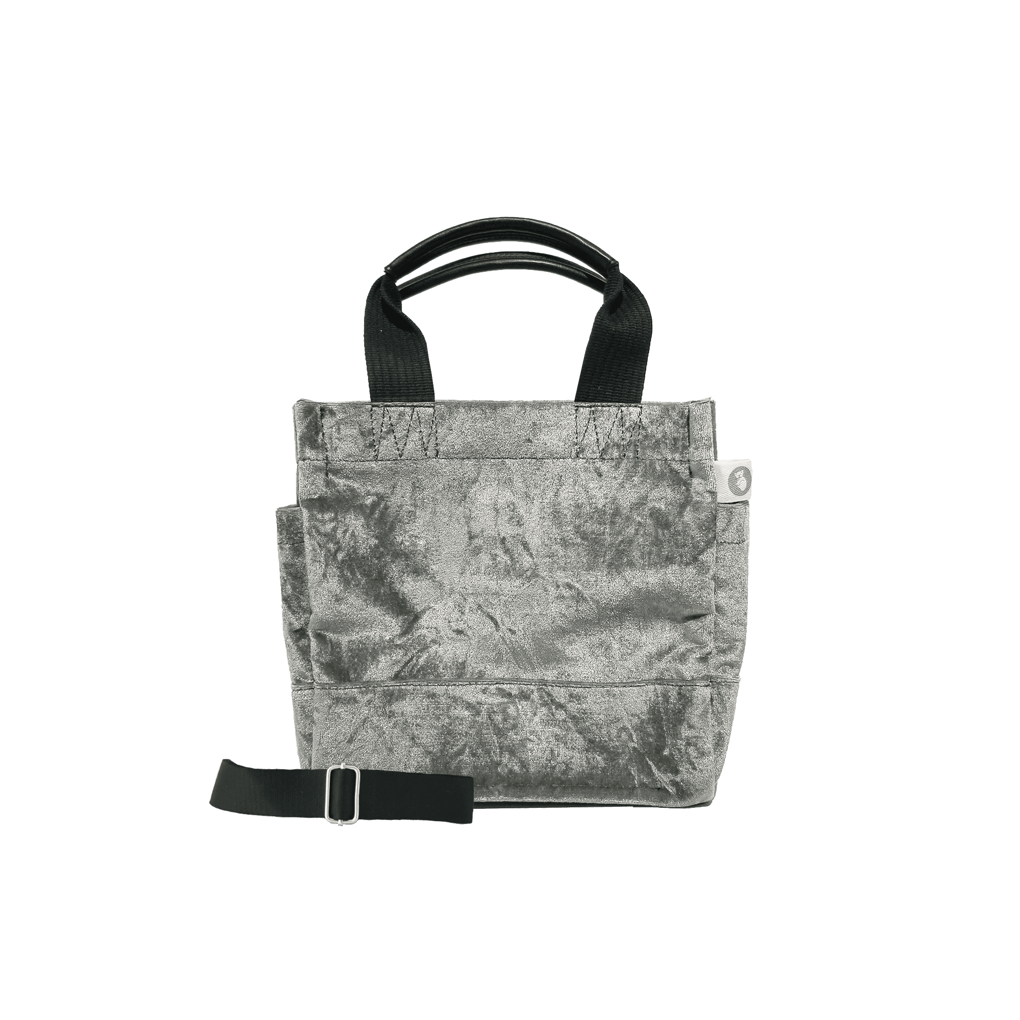 Grey Velvet Mini Luxe North South + FREE Pink/Grey PEACE LOVE Strap - Quilted Koala