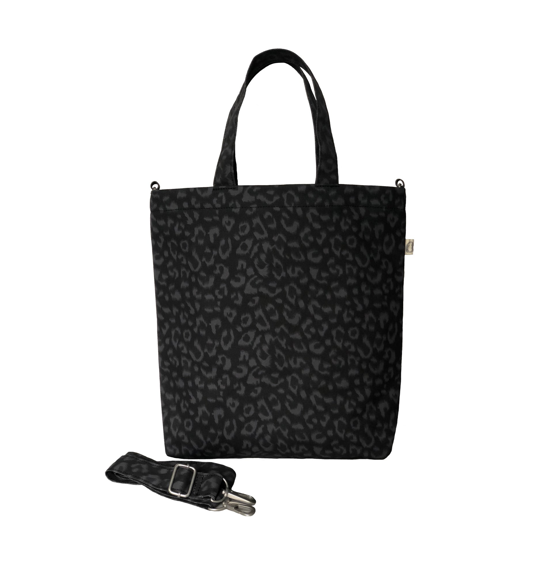 Monogram Stripe - Town Crossbody Bag: Black Leopard Coated Canvas - Quilted Koala