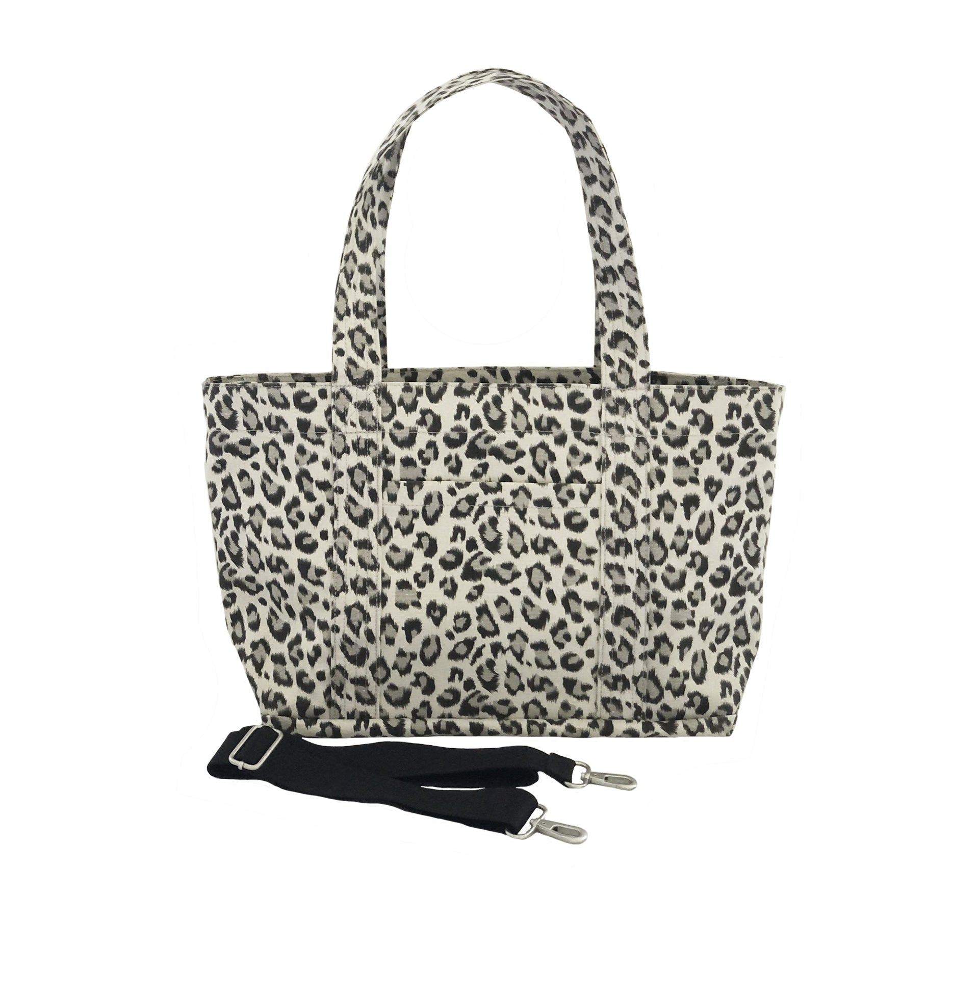 Monogram Stripe - Midi Zipper Tote: Leopard - Quilted Koala