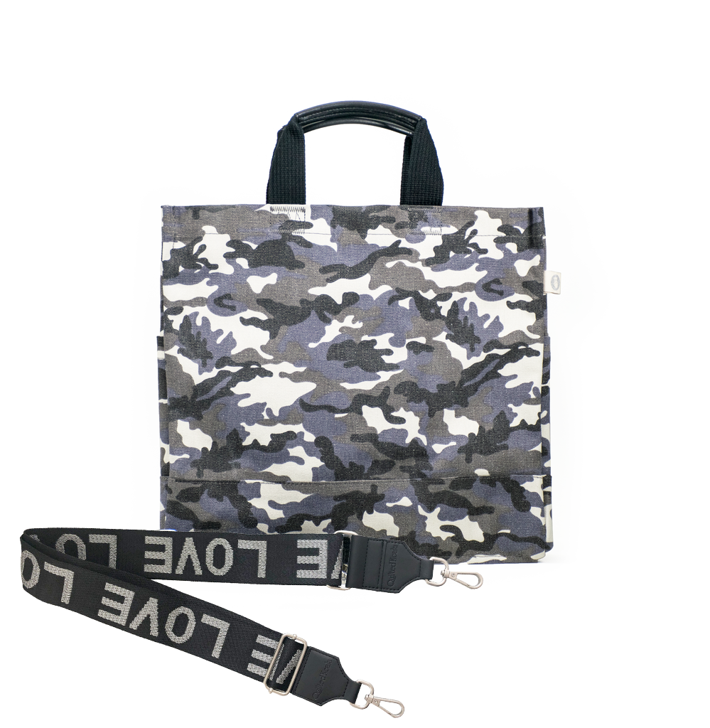 Luxe North-South Bag: Grey Camouflage - Quilted Koala