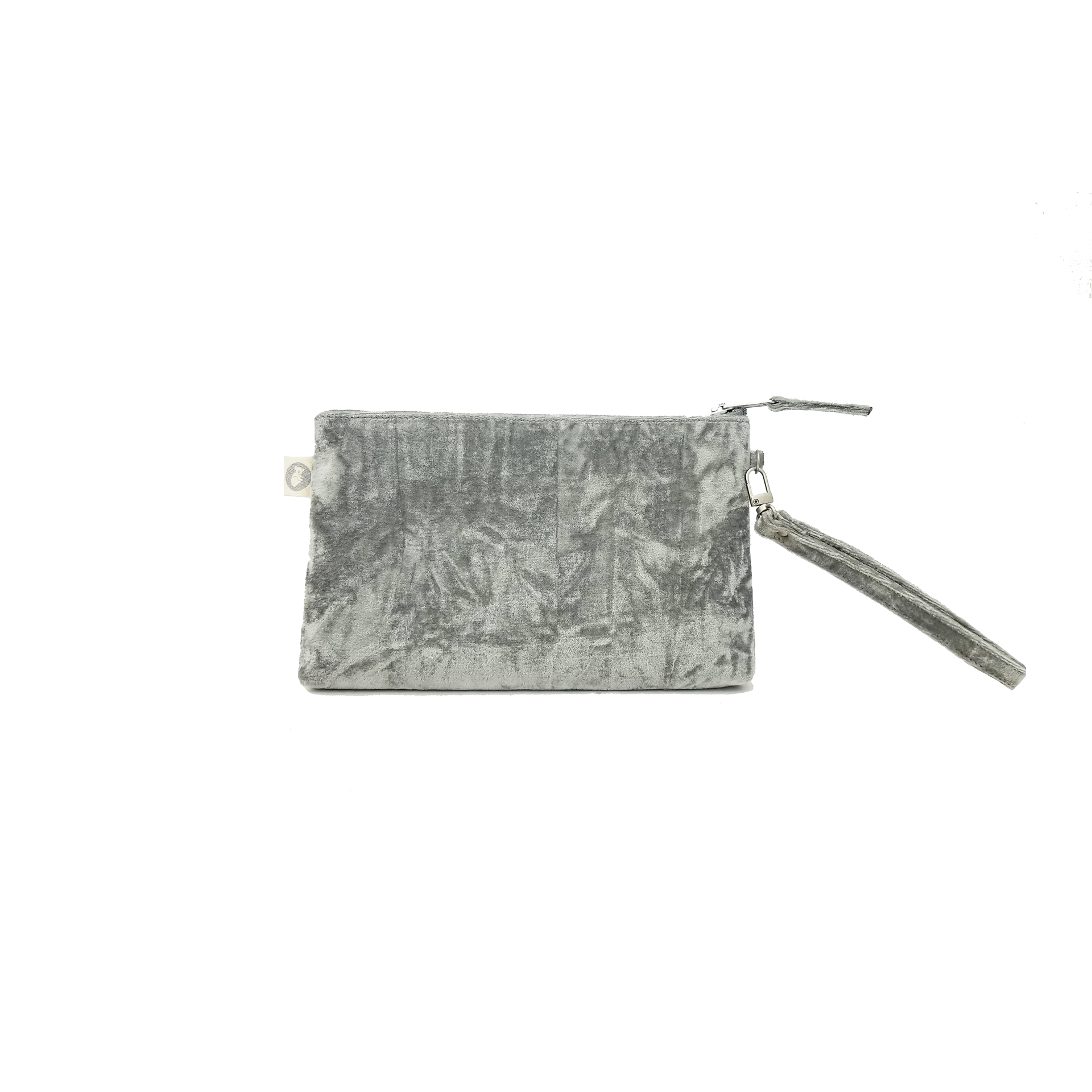Mini Luxe Clutch with Wristlet: Grey Crushed Velvet - Quilted Koala