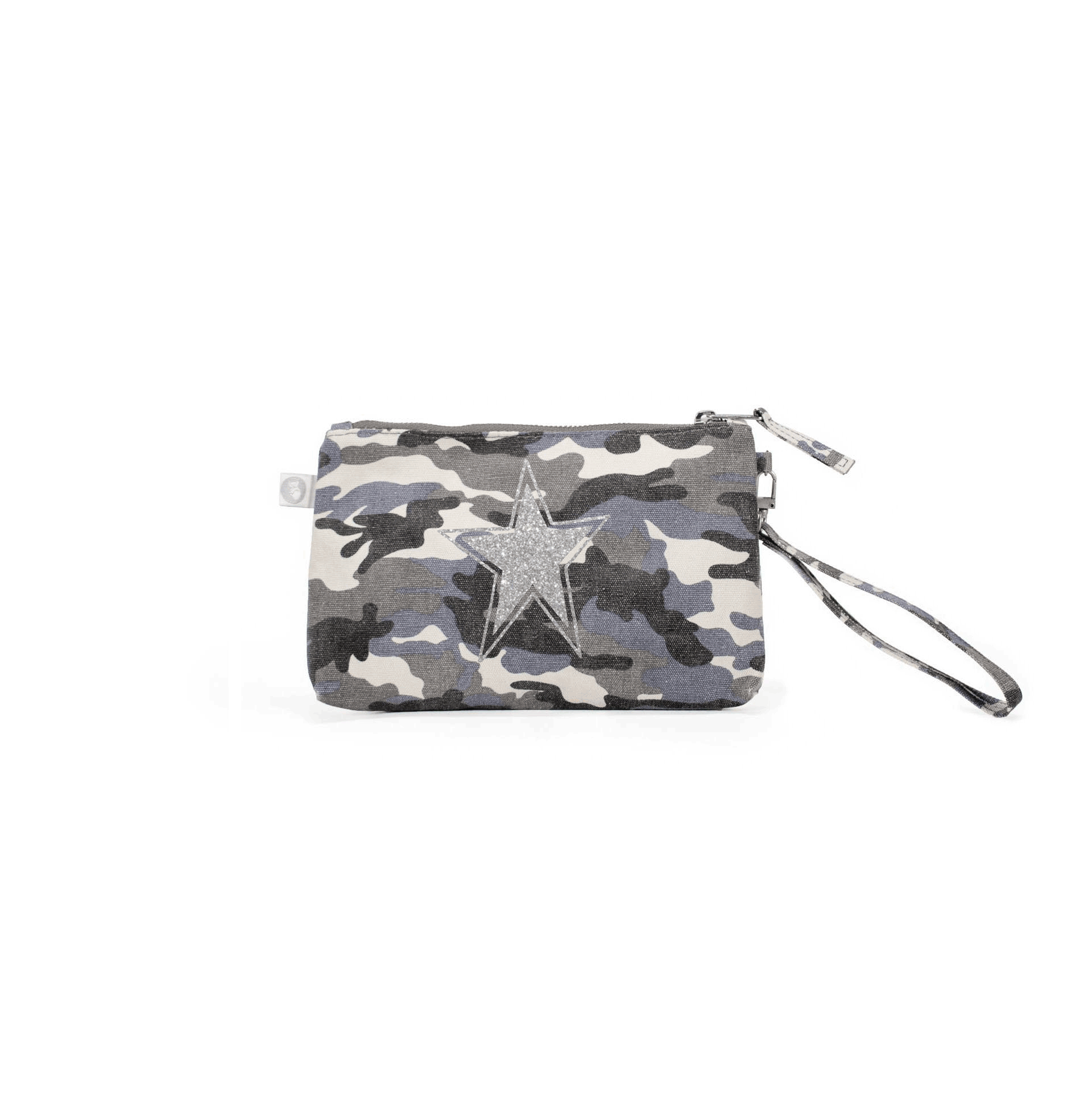 Mini Luxe Clutch with Wristlet: Grey Camouflage - Quilted Koala