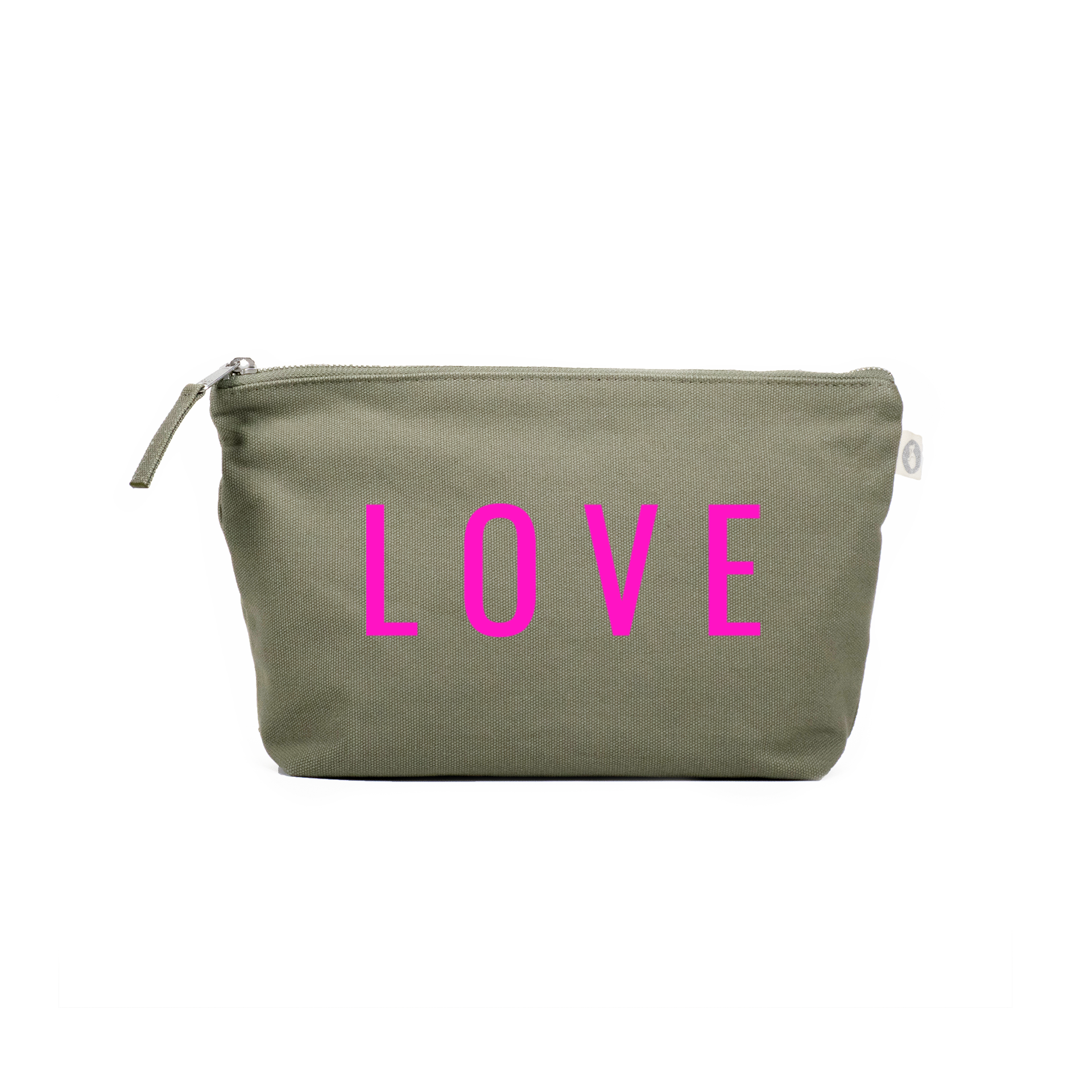 LOVE Collection: Clutch Olive with Neon Pink Matte LOVE - Quilted Koala
