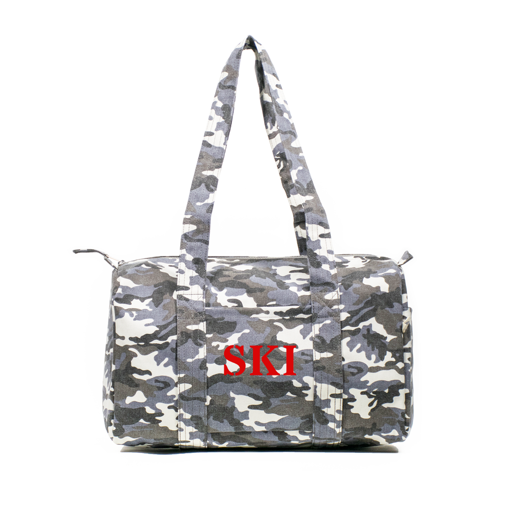 Small Duffel Grey Camouflage with Red Matte SKI - Quilted Koala