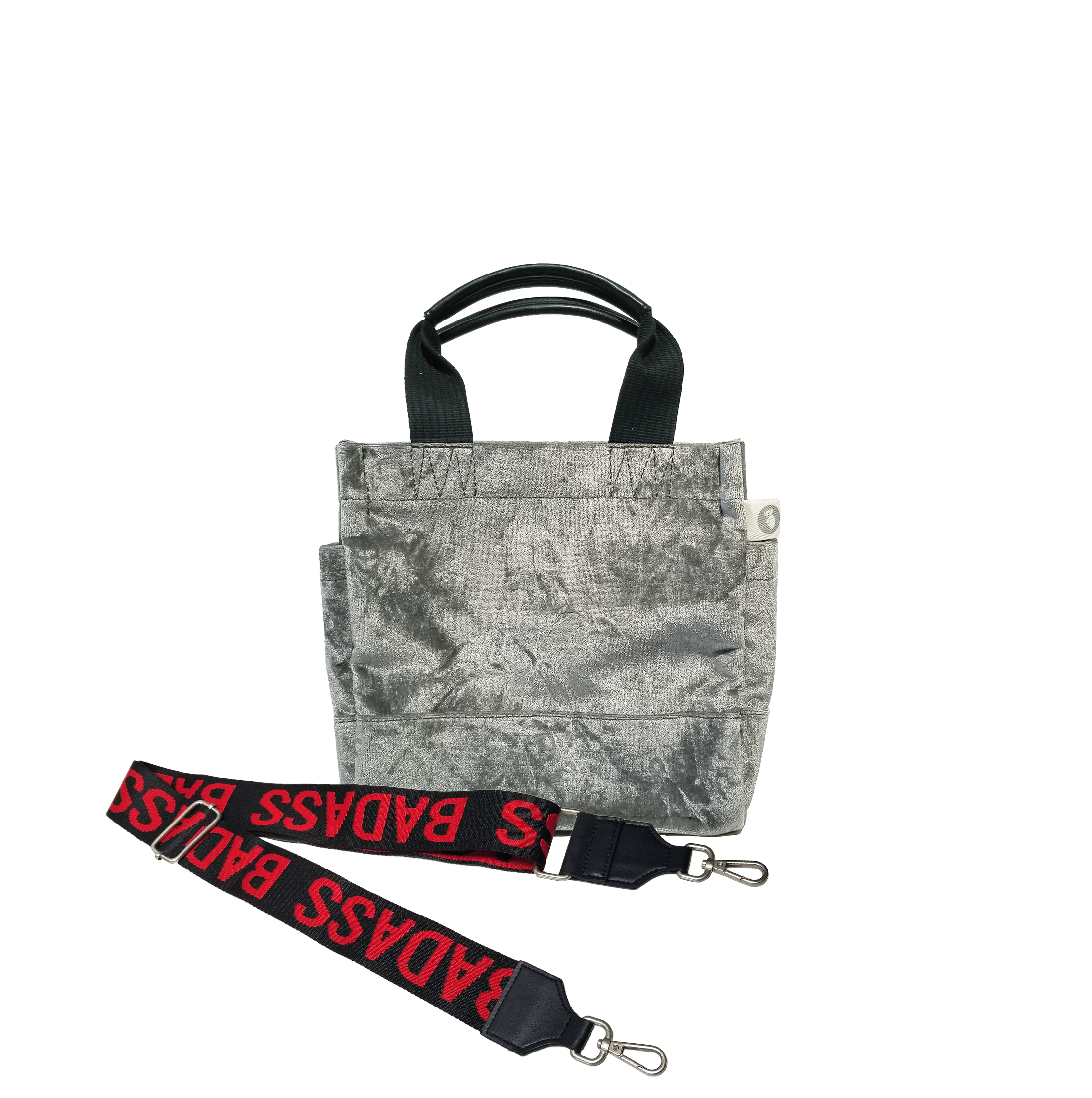 Mini Luxe North South: Grey Crushed Velvet - Quilted Koala