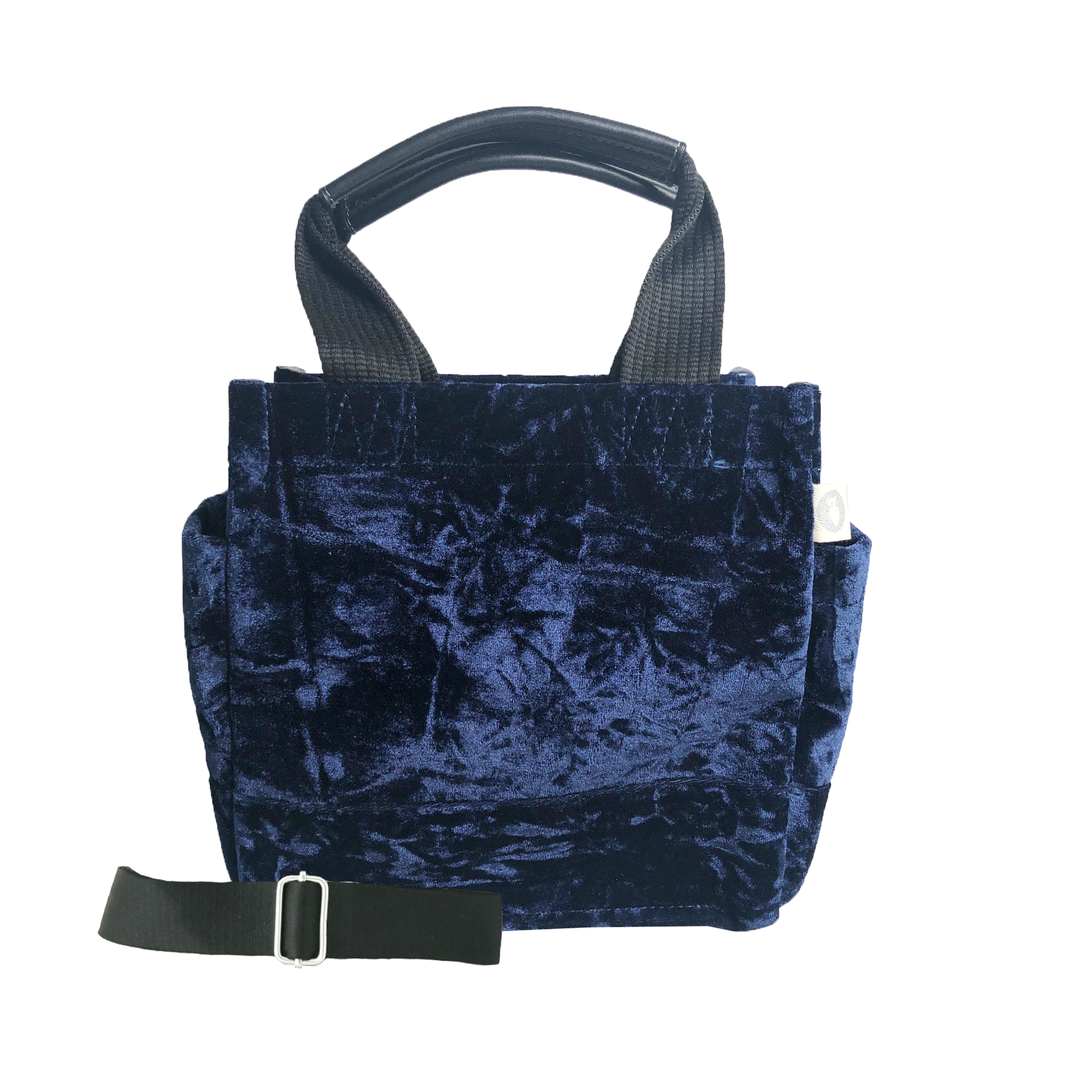 Blue Velvet Mini Luxe North South + FREE Navy/Gold Stripe Strap - Quilted Koala