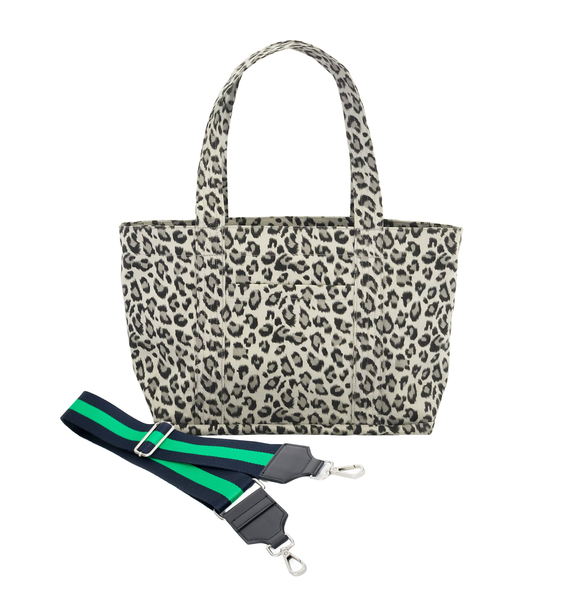 Monogram Stripe - Midi Zipper Tote: Leopard - Quilted Koala