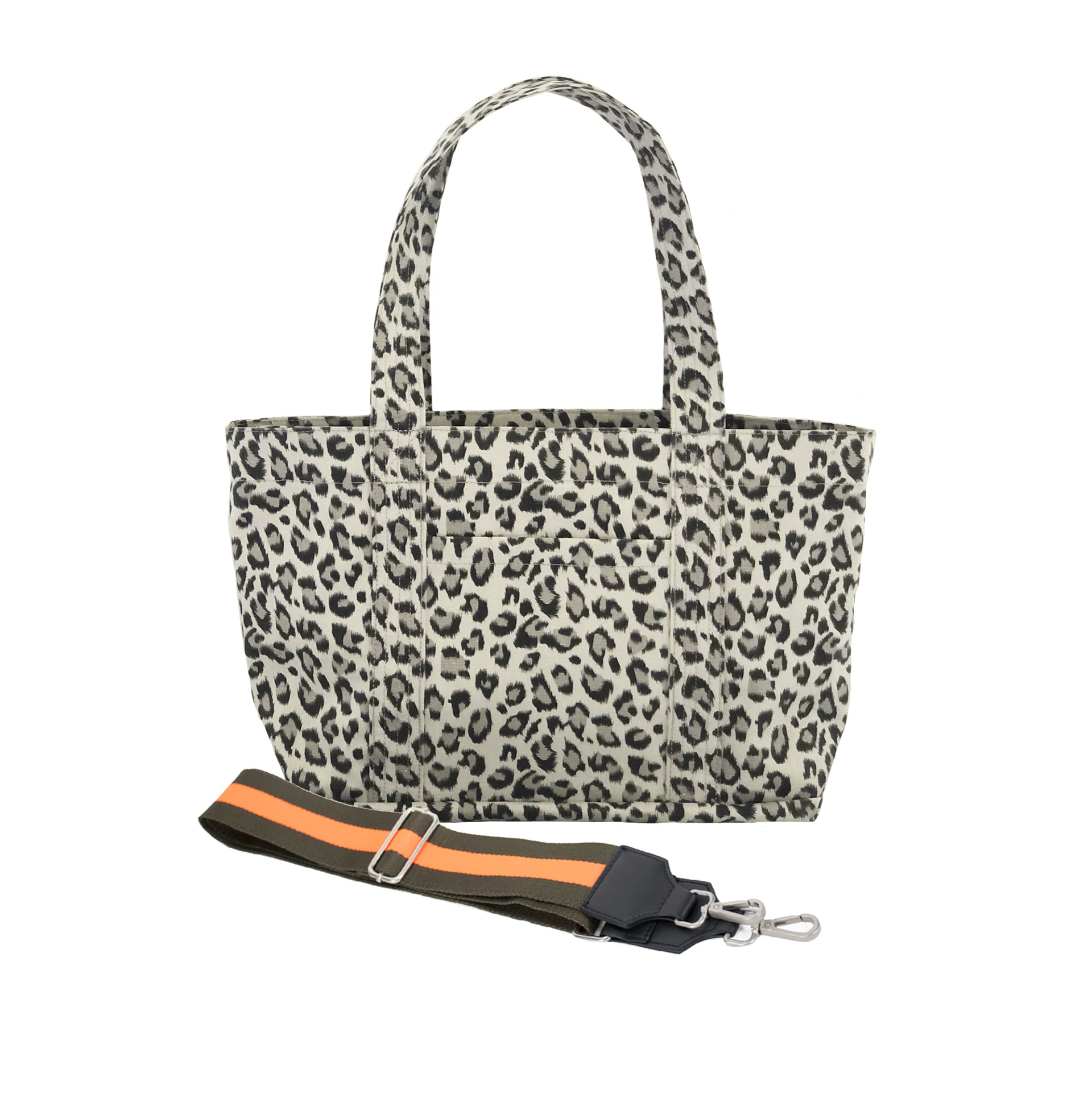 Split Letter Monogram - Midi Zipper Tote: Leopard - Quilted Koala
