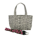 Monogram Stripe - Midi Zipper Tote: Leopard - Quilted Koala