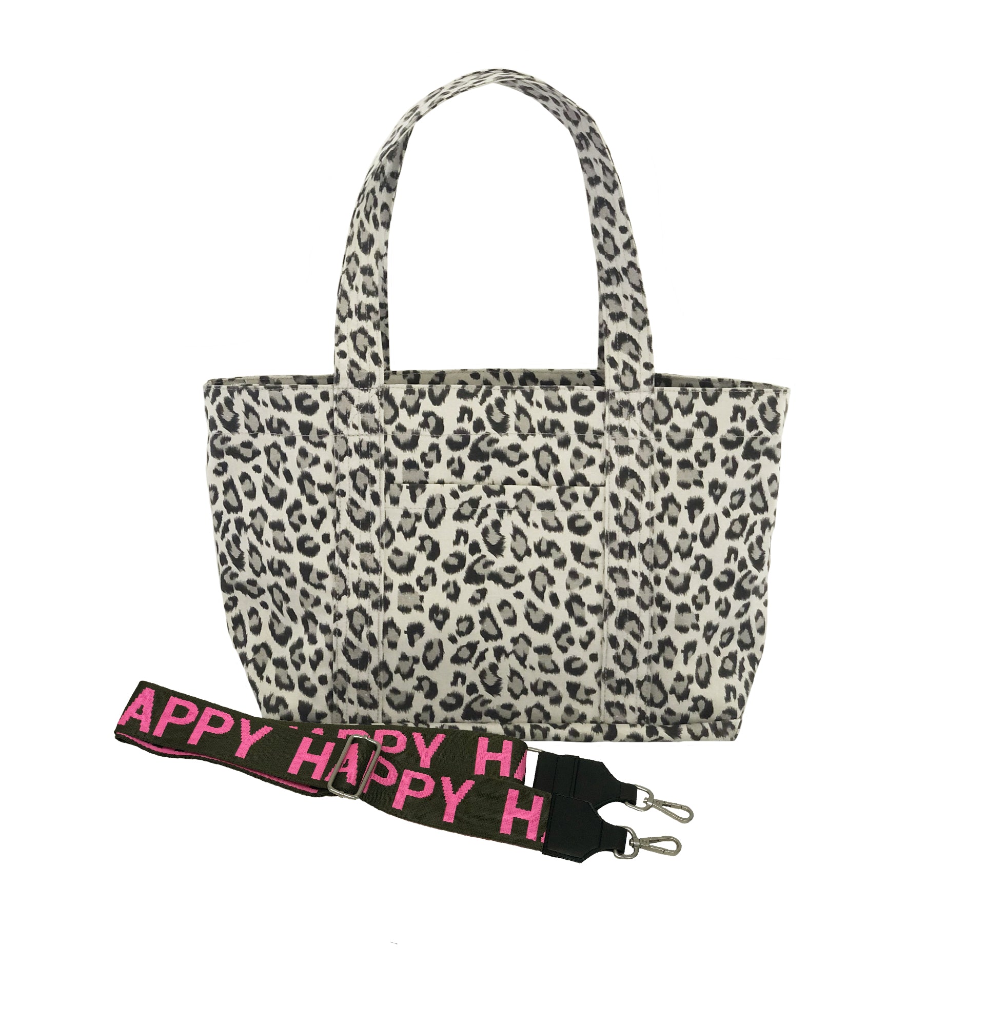 Monogram Stripe - Midi Zipper Tote: Leopard - Quilted Koala