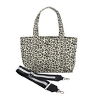 Monogram Stripe - Midi Zipper Tote: Leopard - Quilted Koala