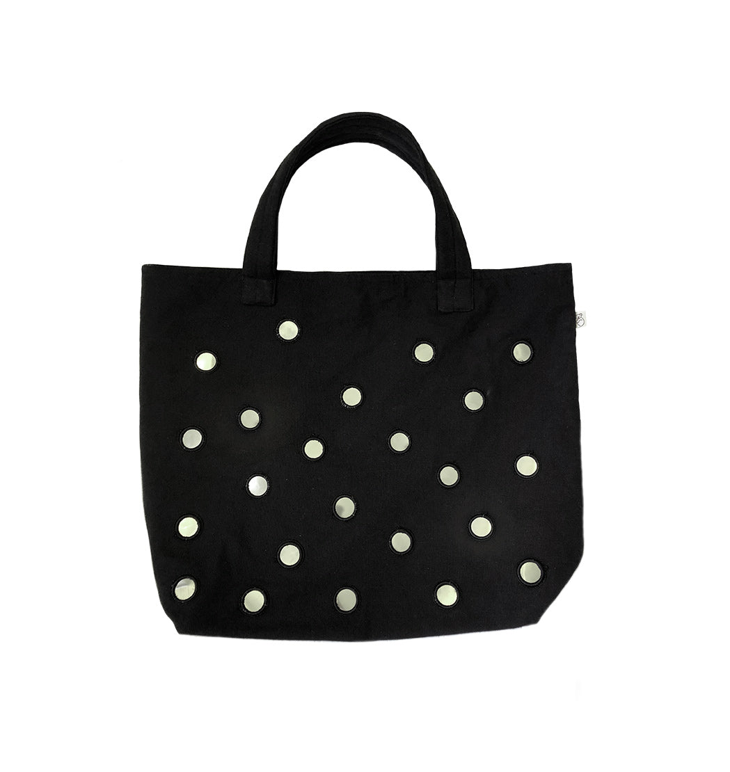 Boho Large Mirror Tote: Black - Quilted Koala