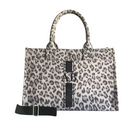 Monogram Stripe: Midi East West Bag- Grey Leopard - Quilted Koala