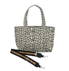 Monogram Stripe - Midi Zipper Tote: Leopard - Quilted Koala