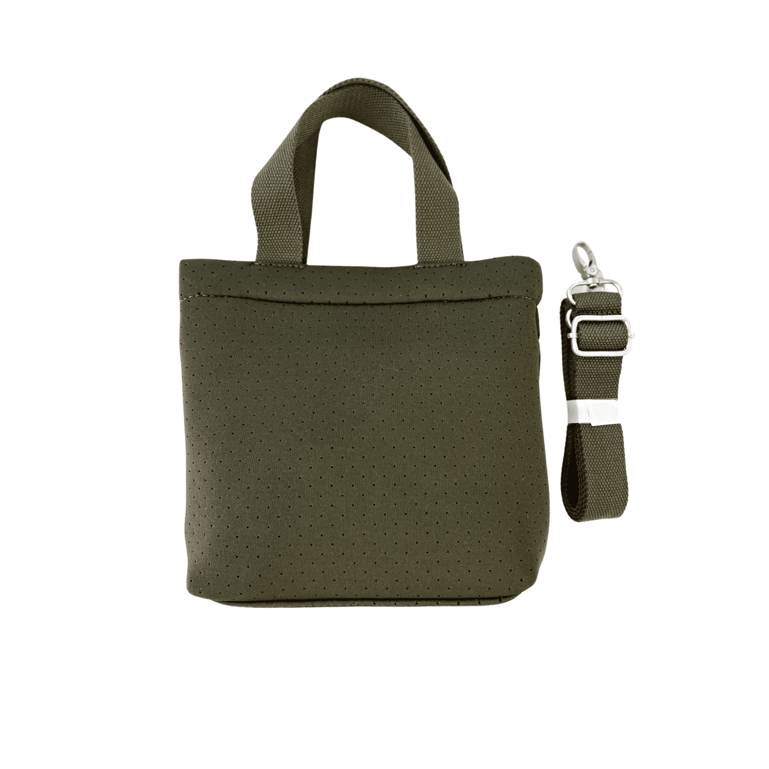 Olive Neoprene Midi Town Bag with Peace Sign Paracord Charm - Quilted Koala