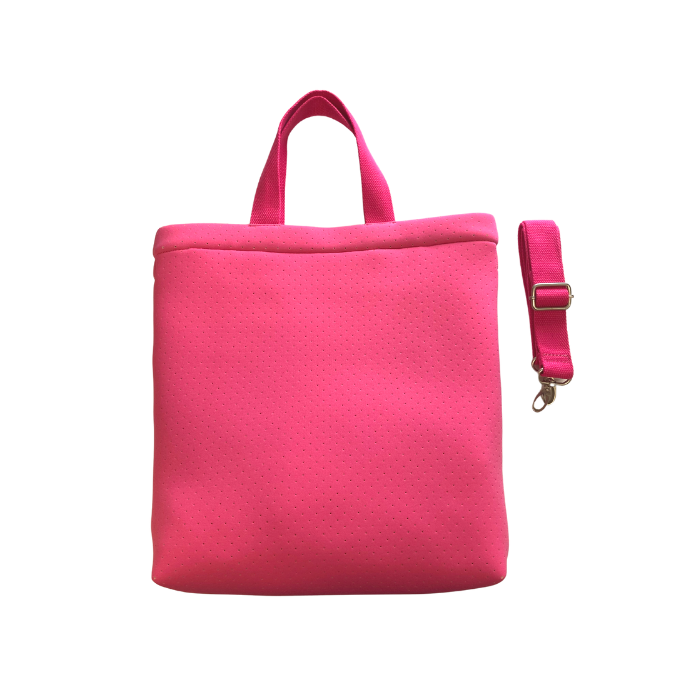 Pink Neoprene Town Bag with Heart Paracord Charm - Quilted Koala