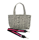 Monogram Stripe - Midi Zipper Tote: Leopard - Quilted Koala