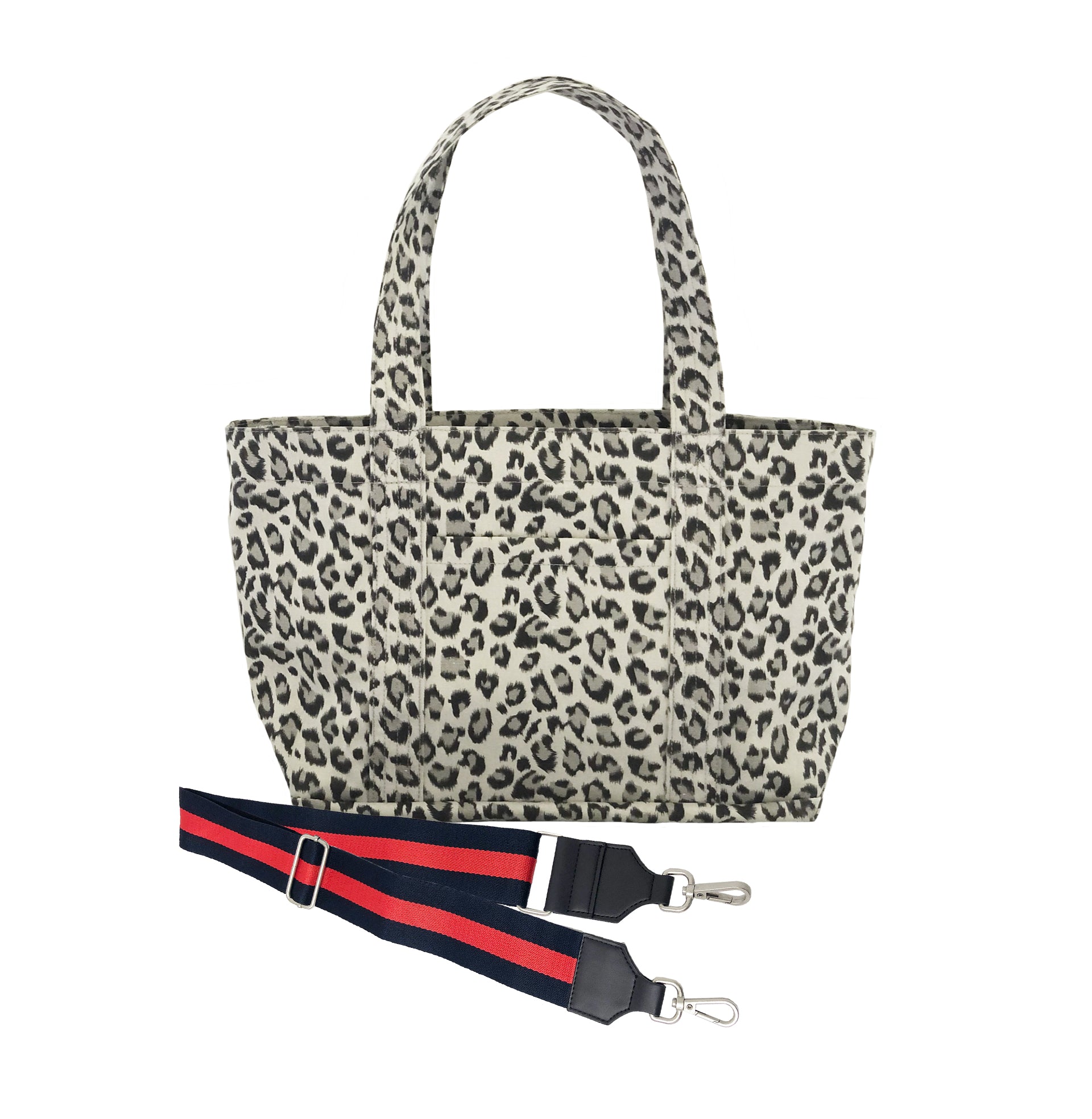 Monogram Stripe - Midi Zipper Tote: Leopard - Quilted Koala