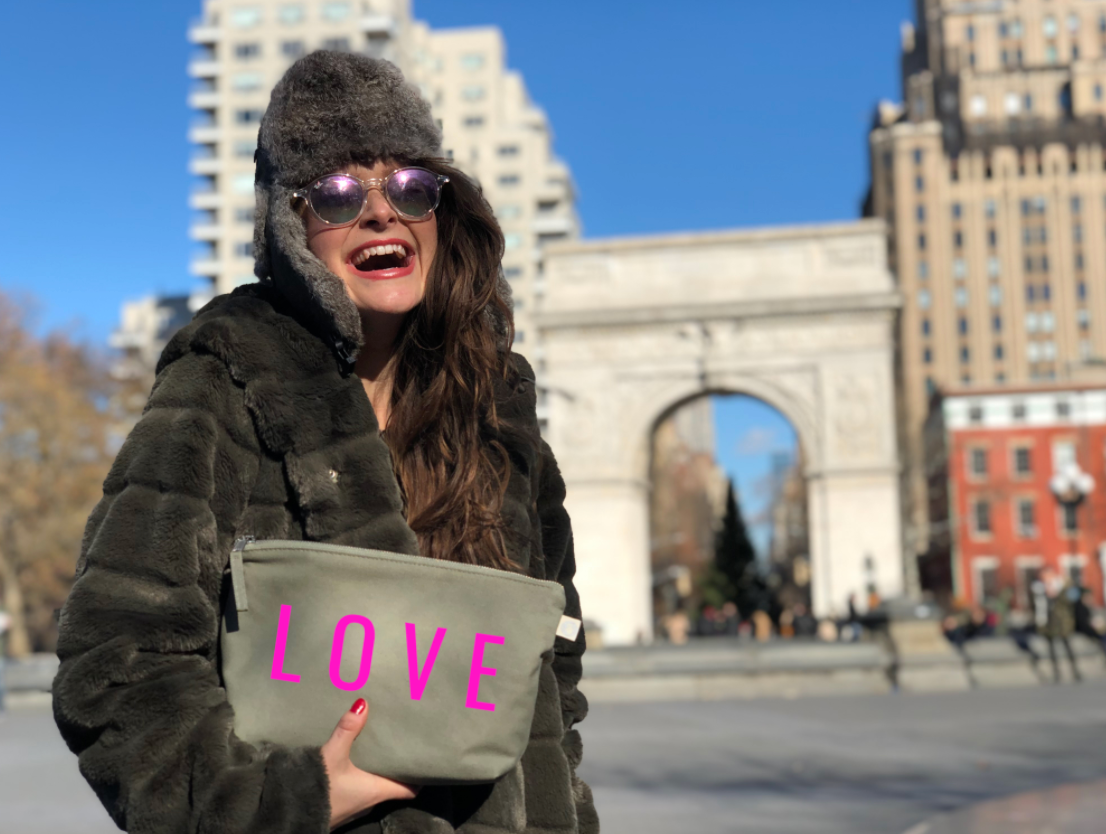 LOVE Collection: Clutch Olive with Neon Pink Matte LOVE - Quilted Koala