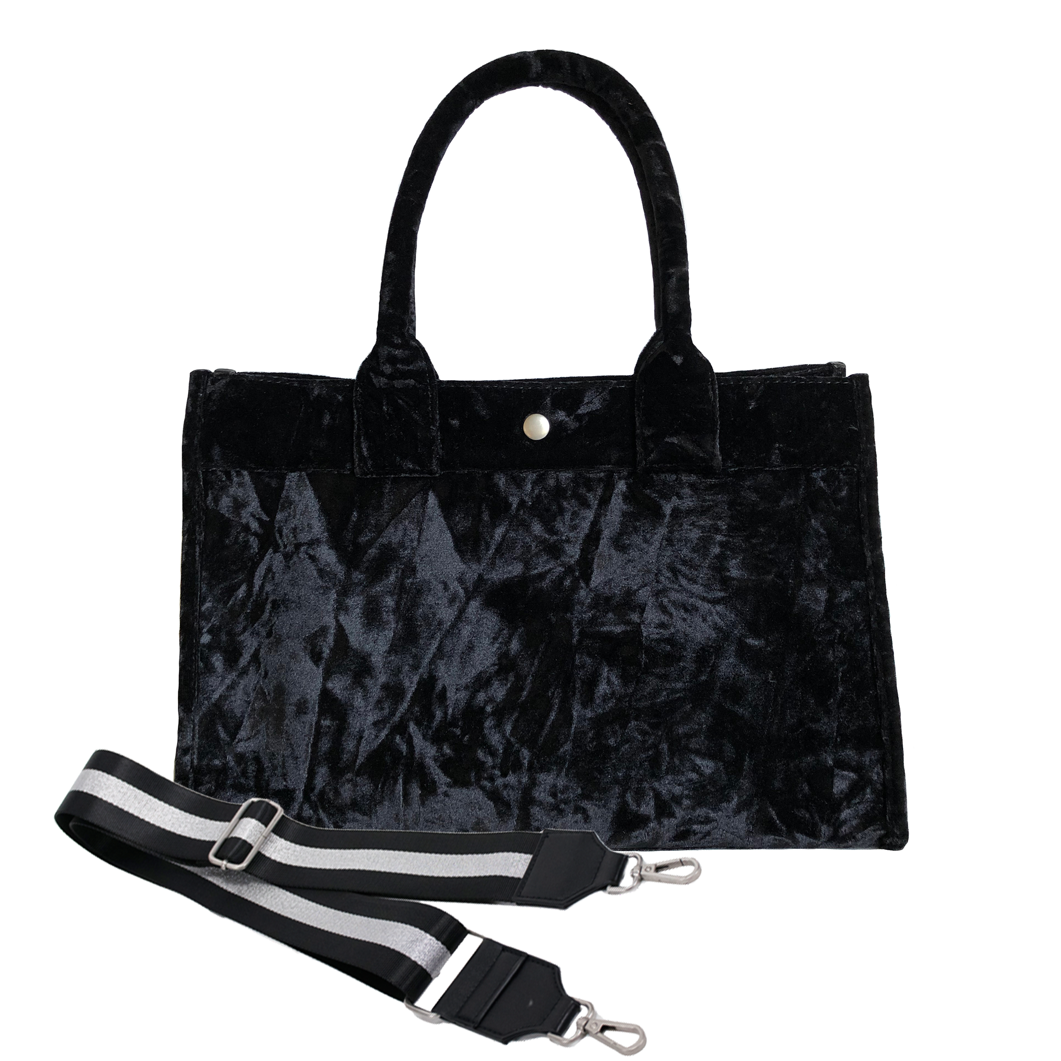 Midi East West Bag: Black Crushed Velvet - Quilted Koala