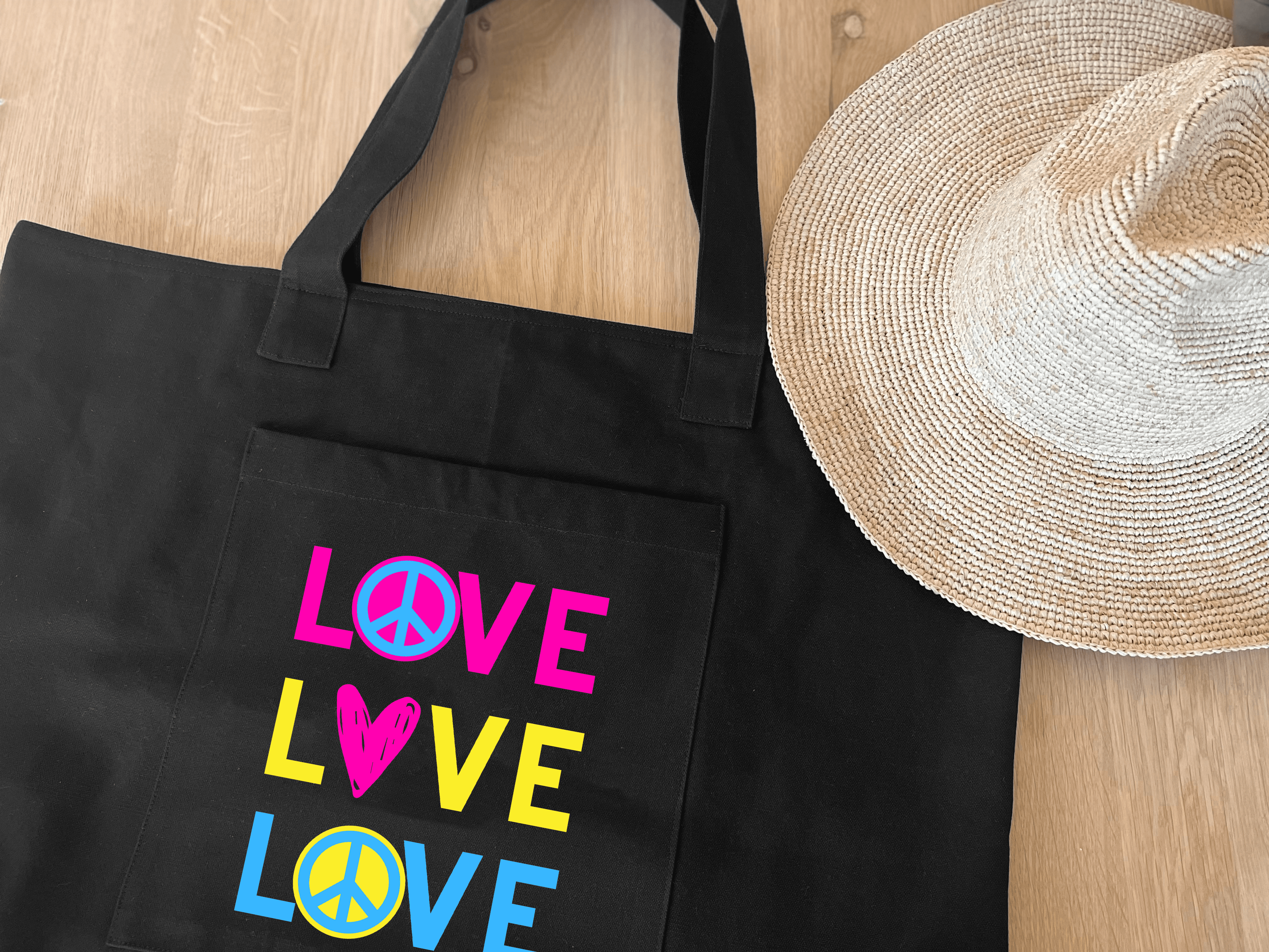 Everything Bag Black LOVE LOVE LOVE - Quilted Koala