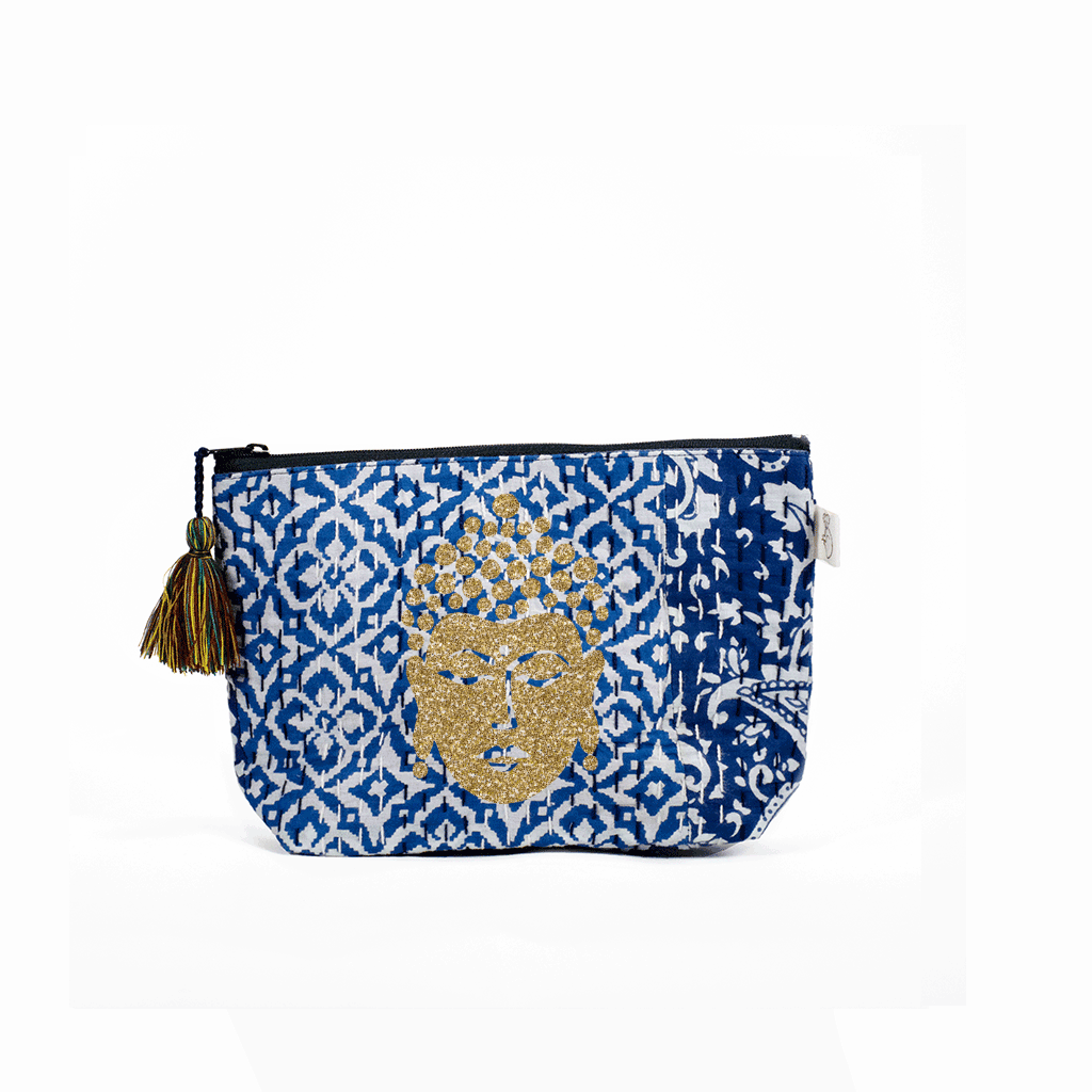 Koala Boho Collection: Makeup Bag in Blue Tones - Quilted Koala