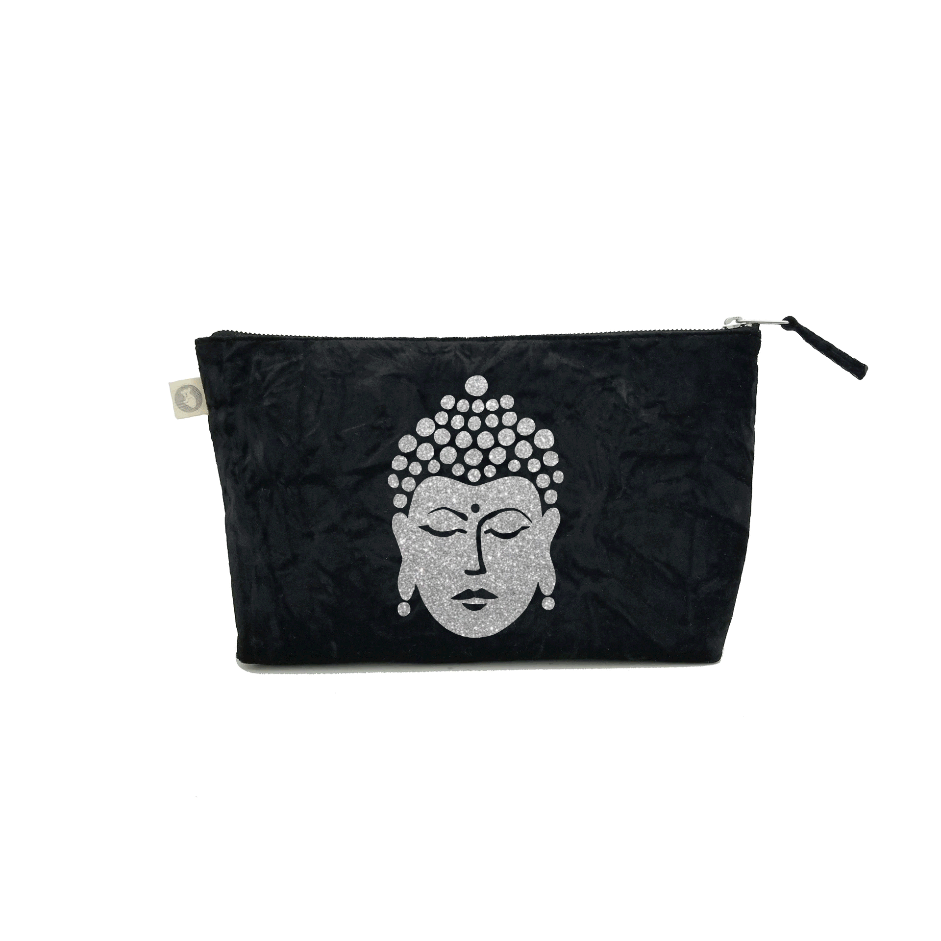 Clutch Bag: Black Crushed Velvet - Quilted Koala