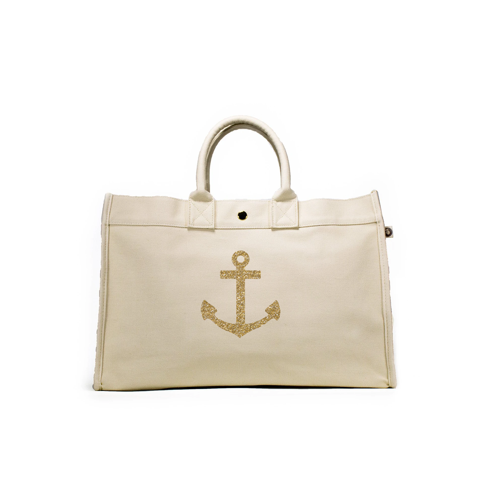 East West Bag: Natural with Gold Anchor - Quilted Koala
