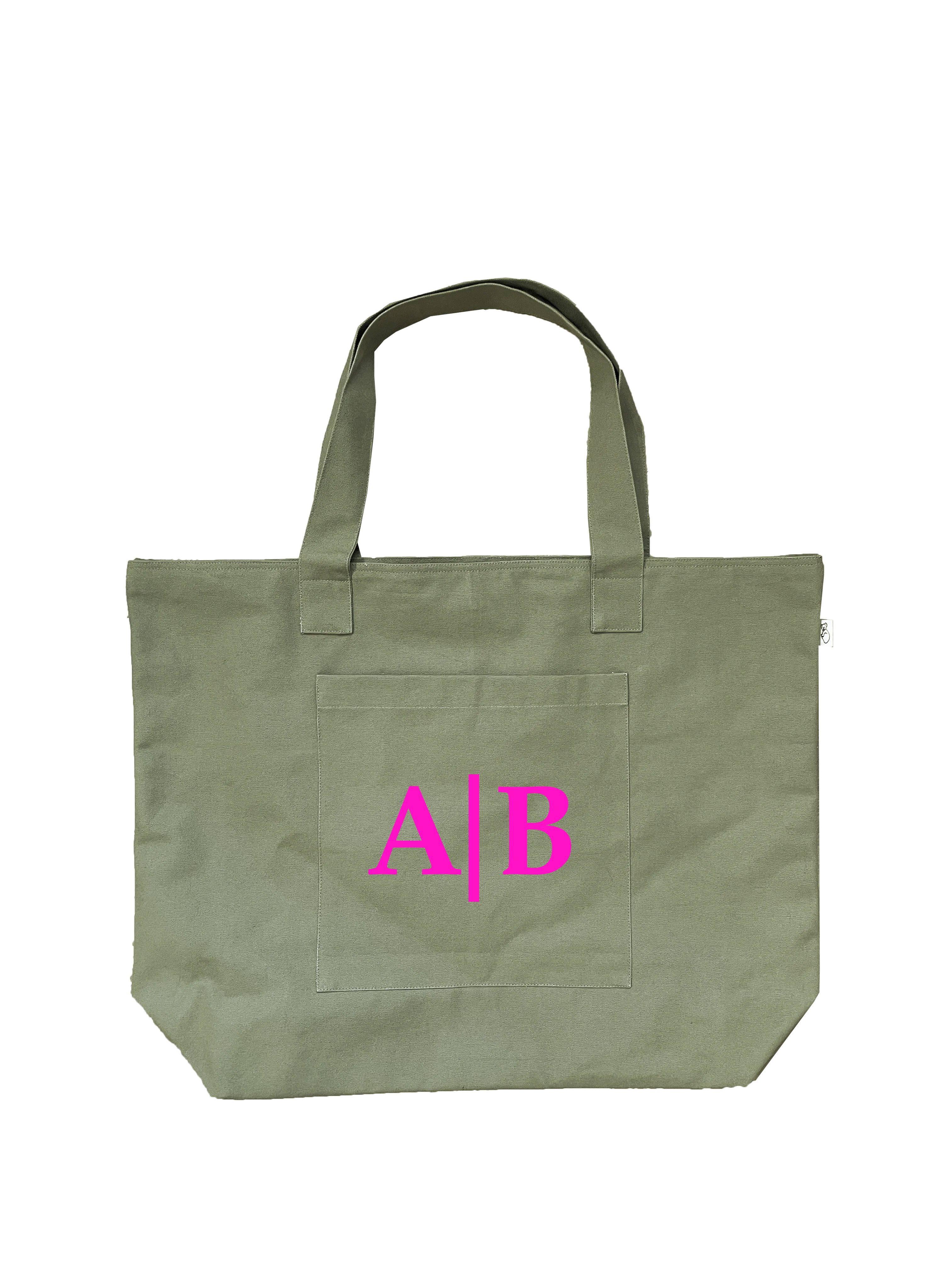 Olive Everything Bag - Split Letter Monogram - Quilted Koala