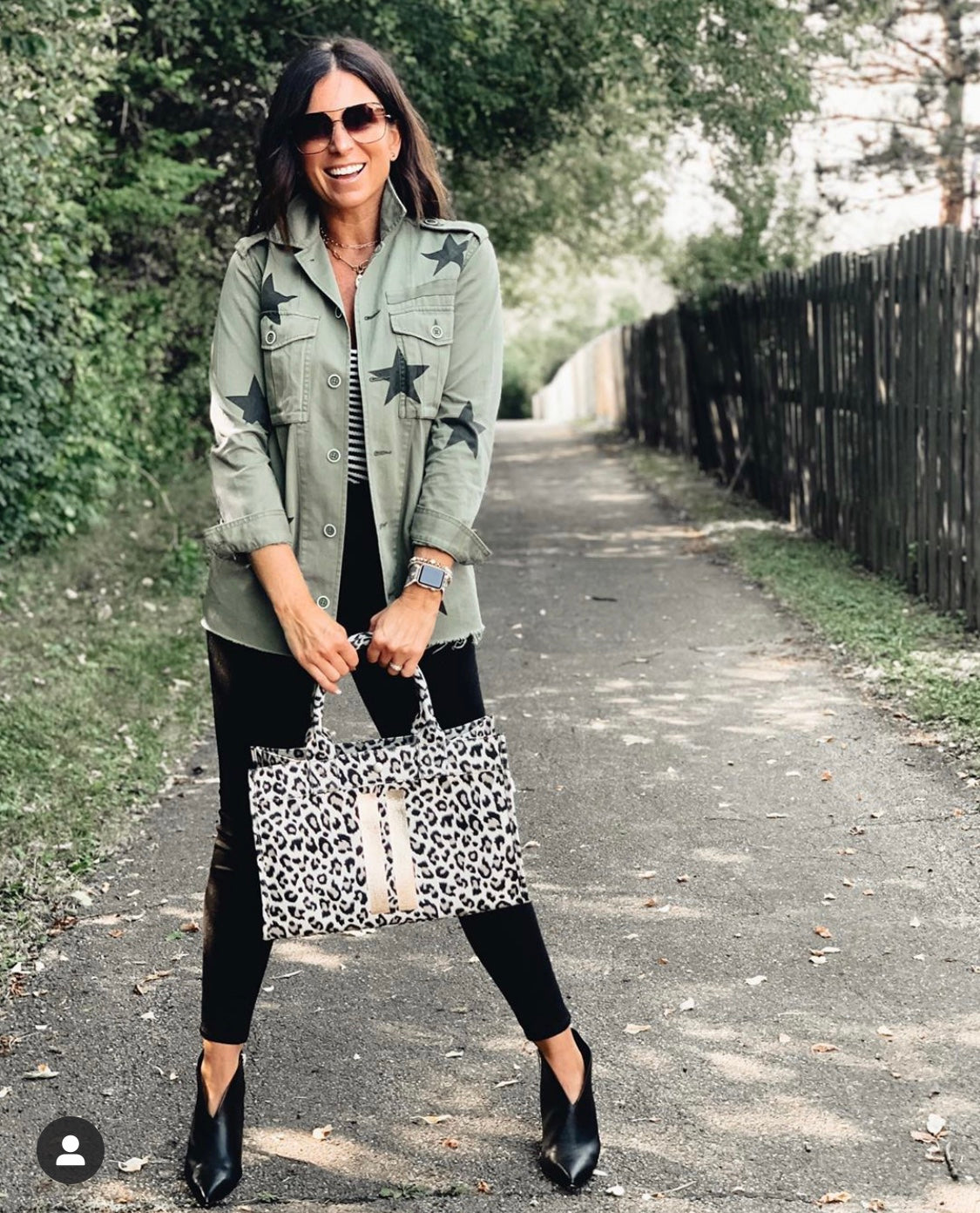 Monogram Stripe Midi East West Bag: Leopard - Quilted Koala