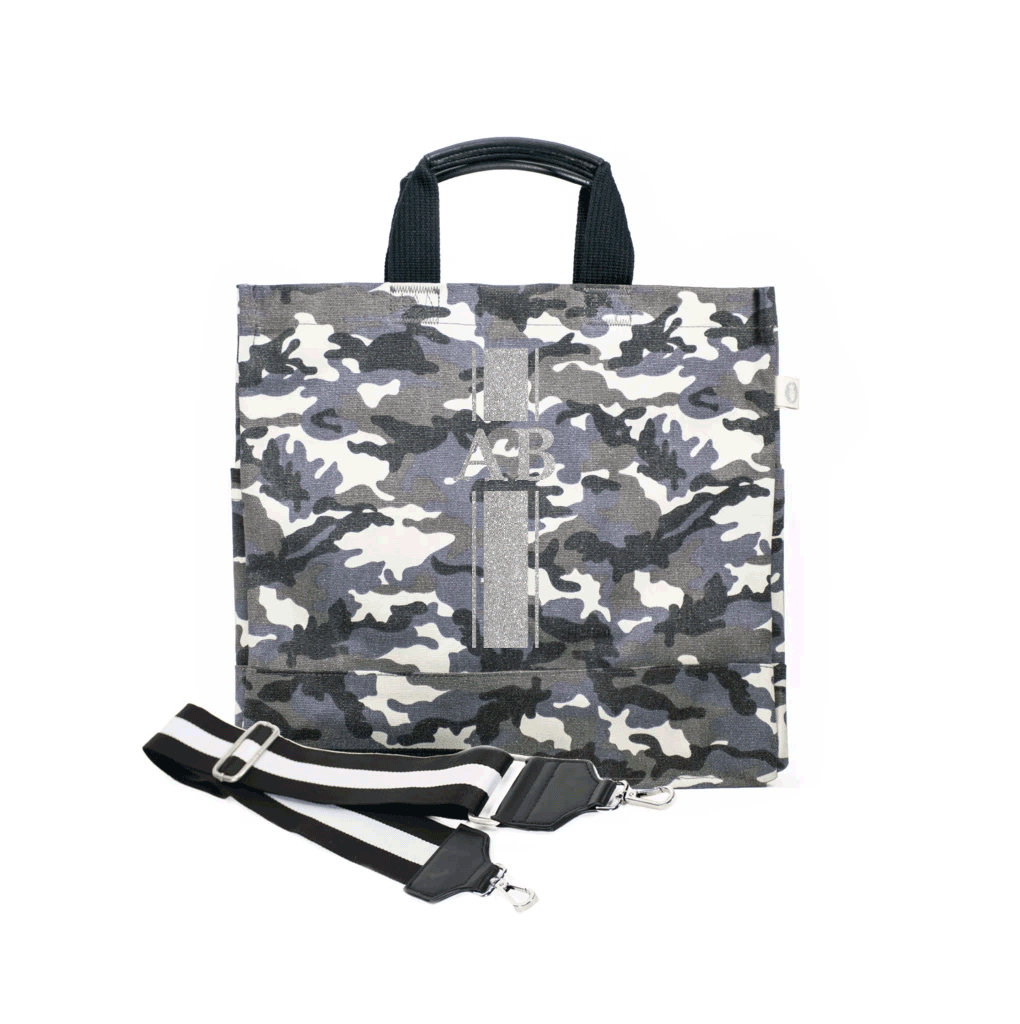 Monogram Stripe Grey Camo North South Bag - Quilted Koala