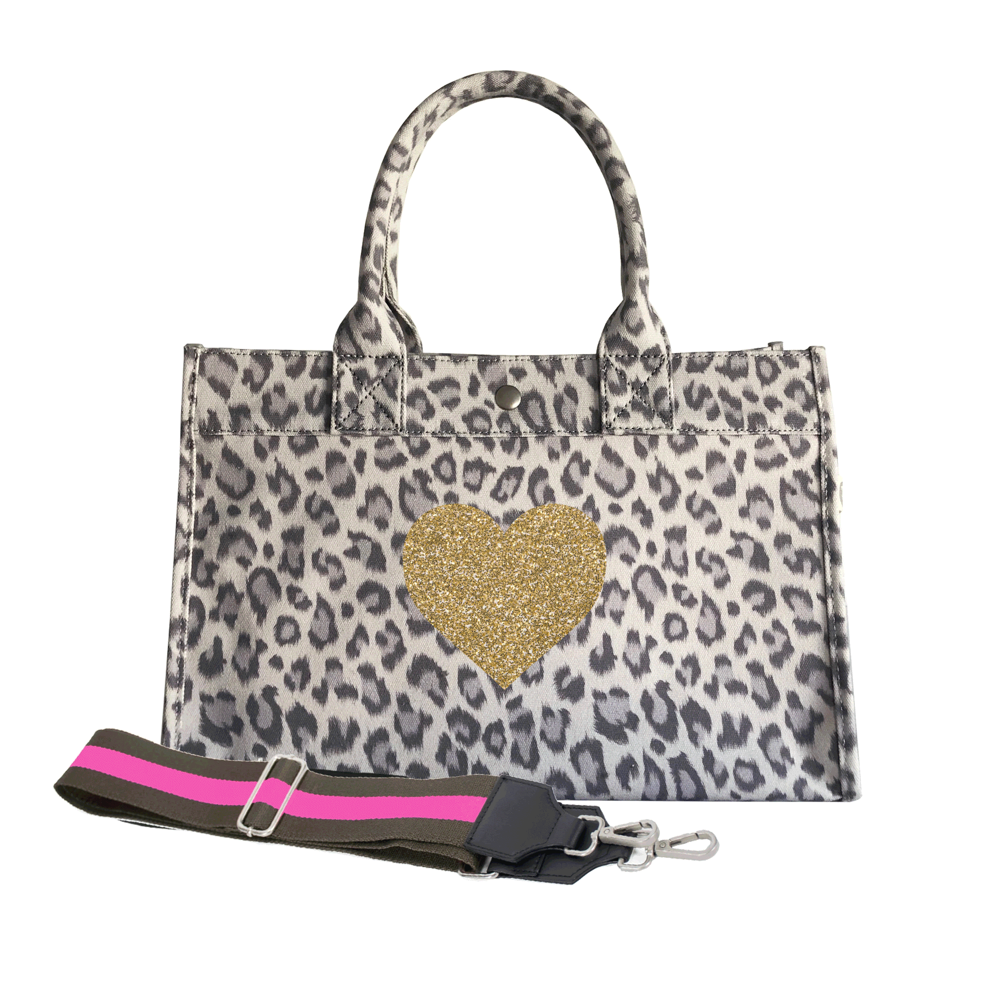 Midi East West Bag: Grey Leopard - Quilted Koala