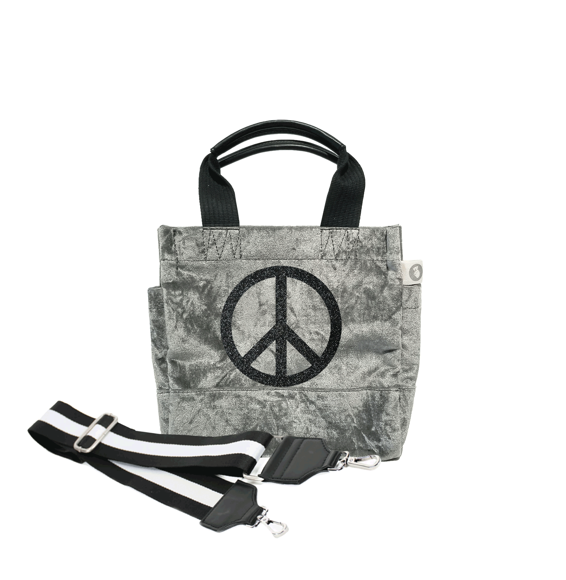 Mini Luxe North South: Grey Crushed Velvet - Quilted Koala