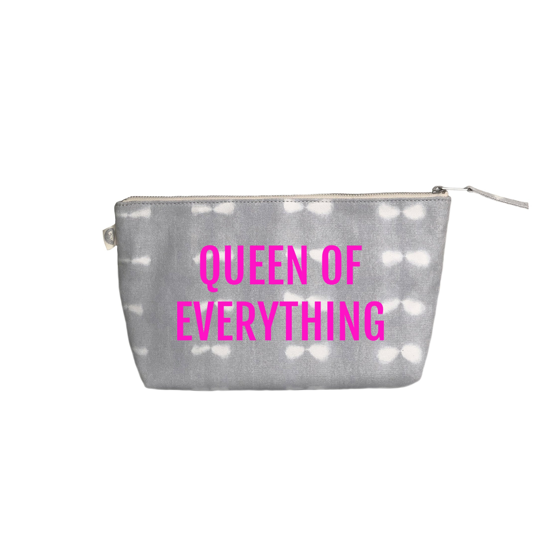 Grey Shibori Clutch Neon Pink Matte "Queen of Everything" - Quilted Koala