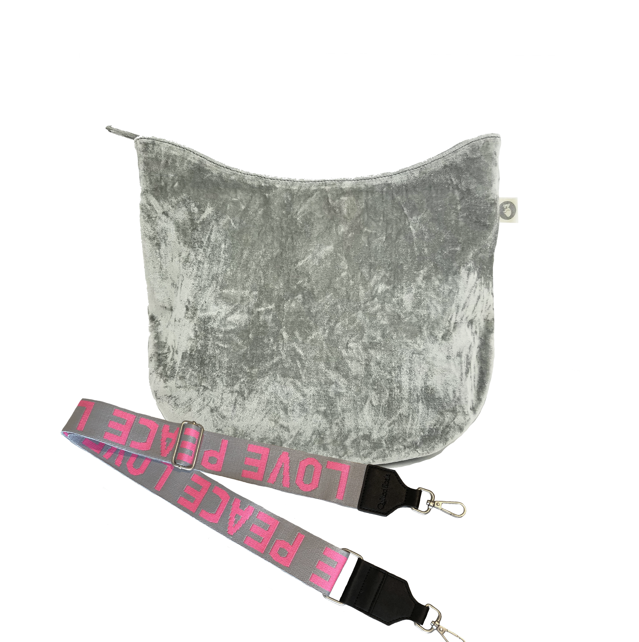 Mini City Bag - Grey Velvet + FREE Grey/Pink PEACE LOVE Luxe Strap - Quilted Koala