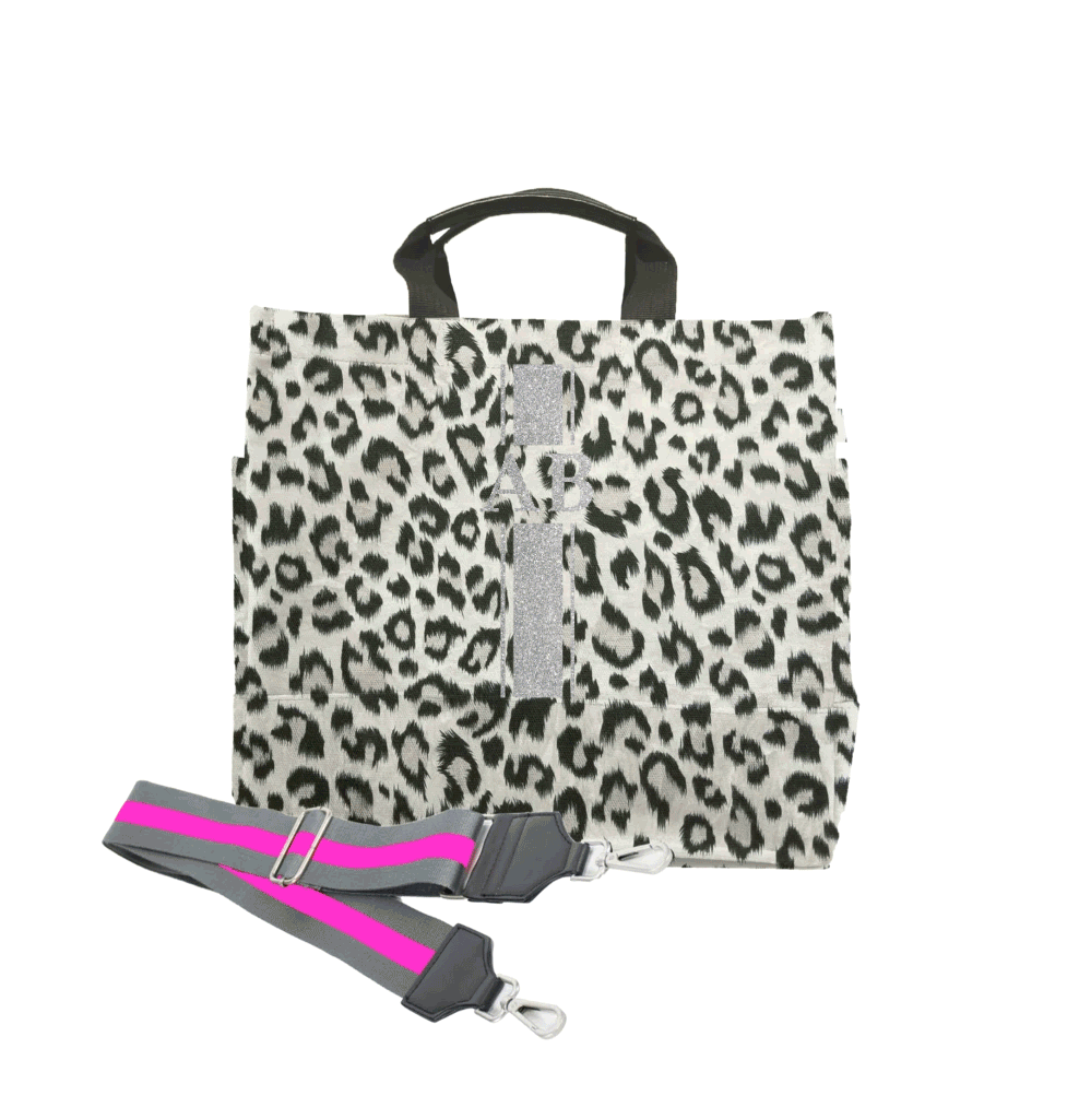 Monogram Stripe Leopard North South Bag - Quilted Koala