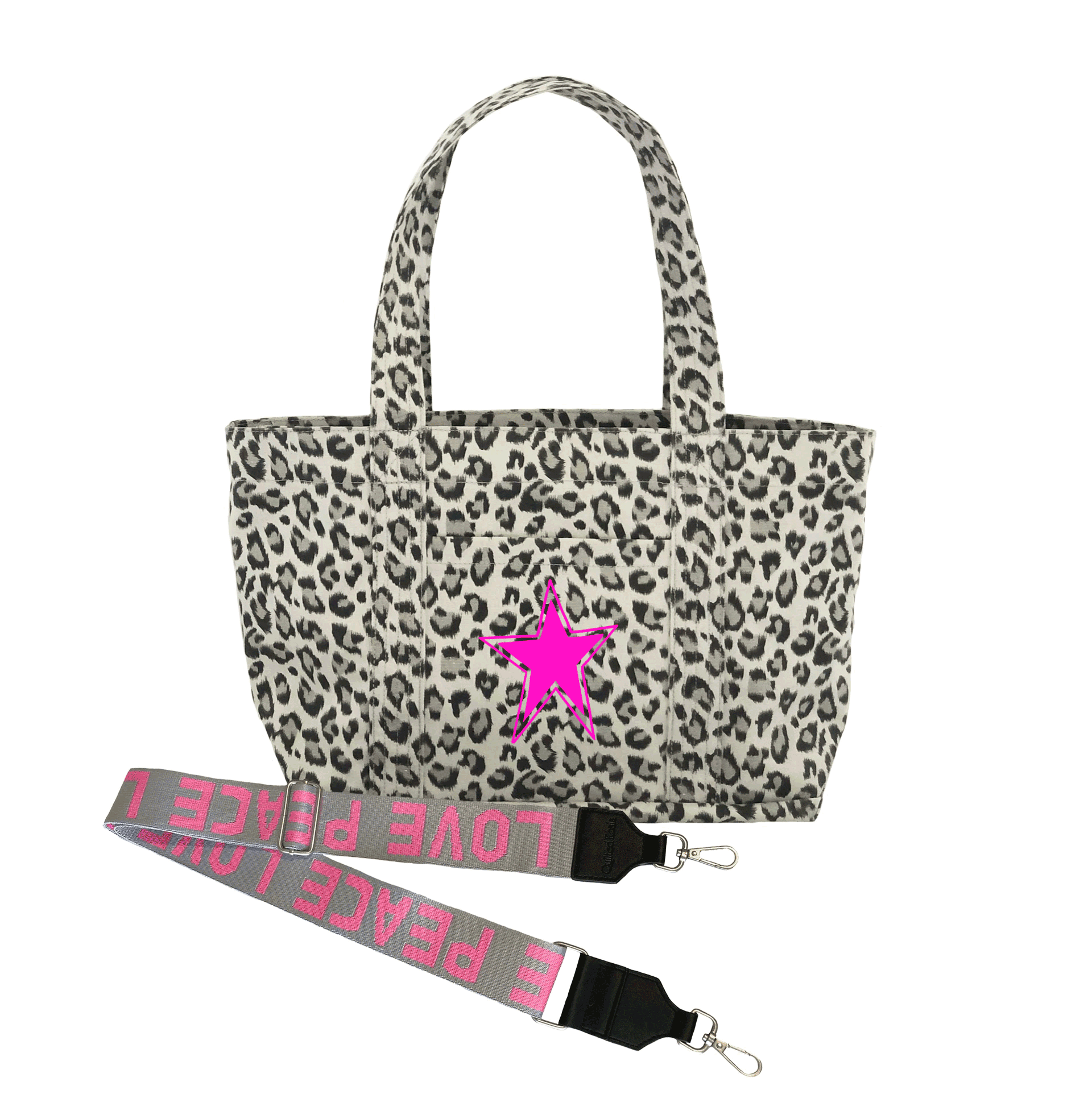 Midi Zipper Tote: Leopard - Quilted Koala