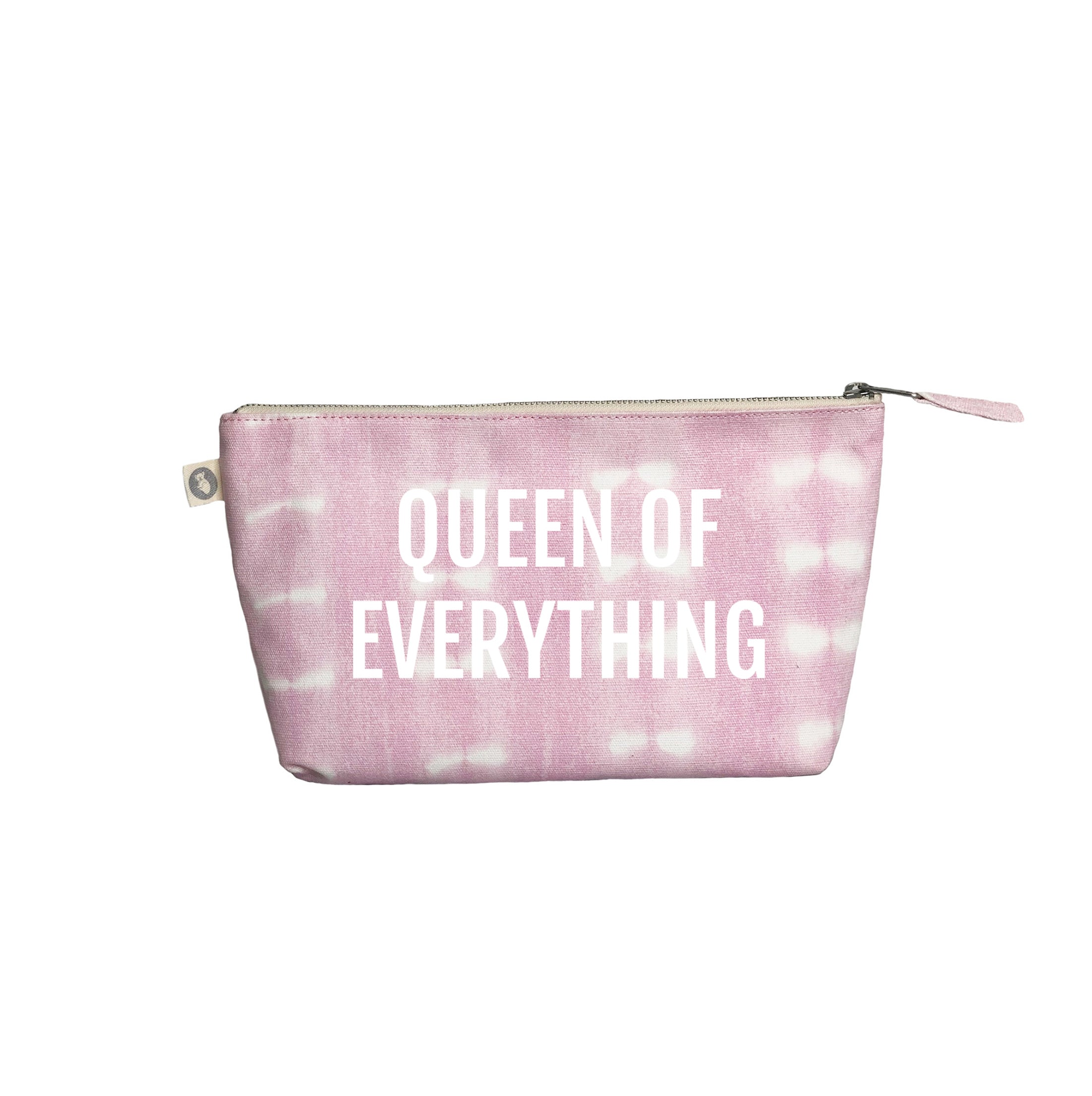 Pink Shibori Clutch Bag with White Matte "Queen of Everything" - Quilted Koala