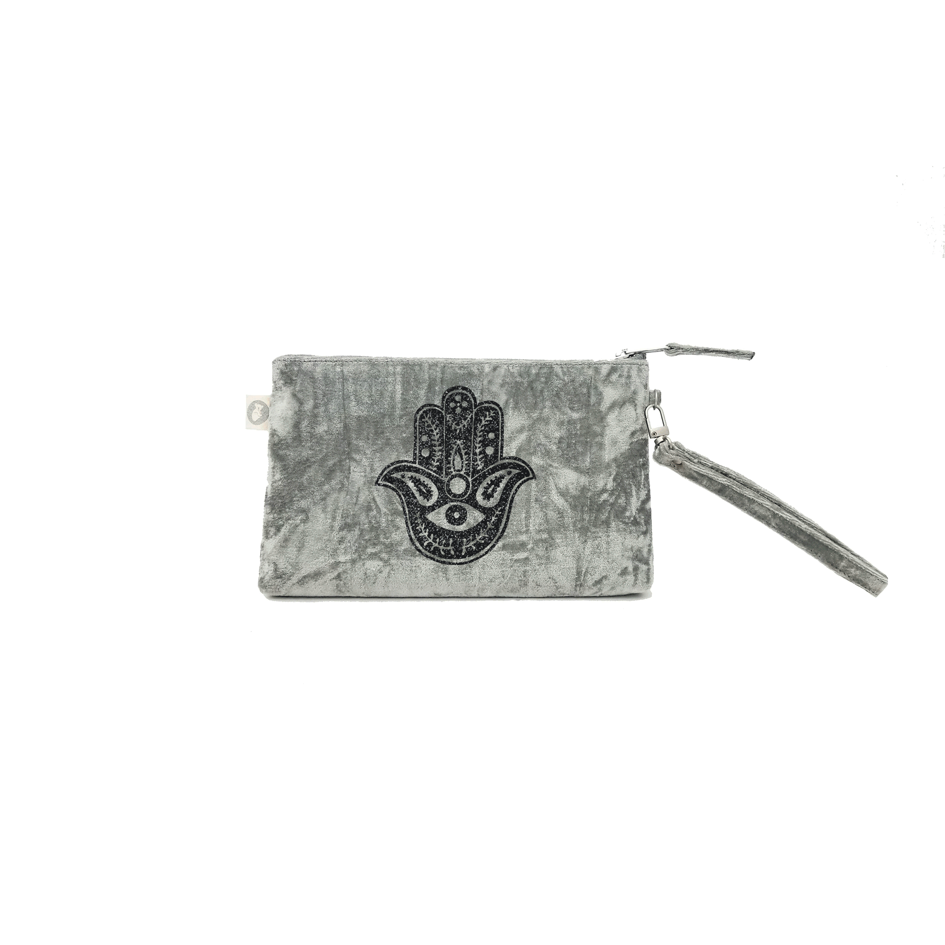 Mini Luxe Clutch with Wristlet: Grey Crushed Velvet - Quilted Koala