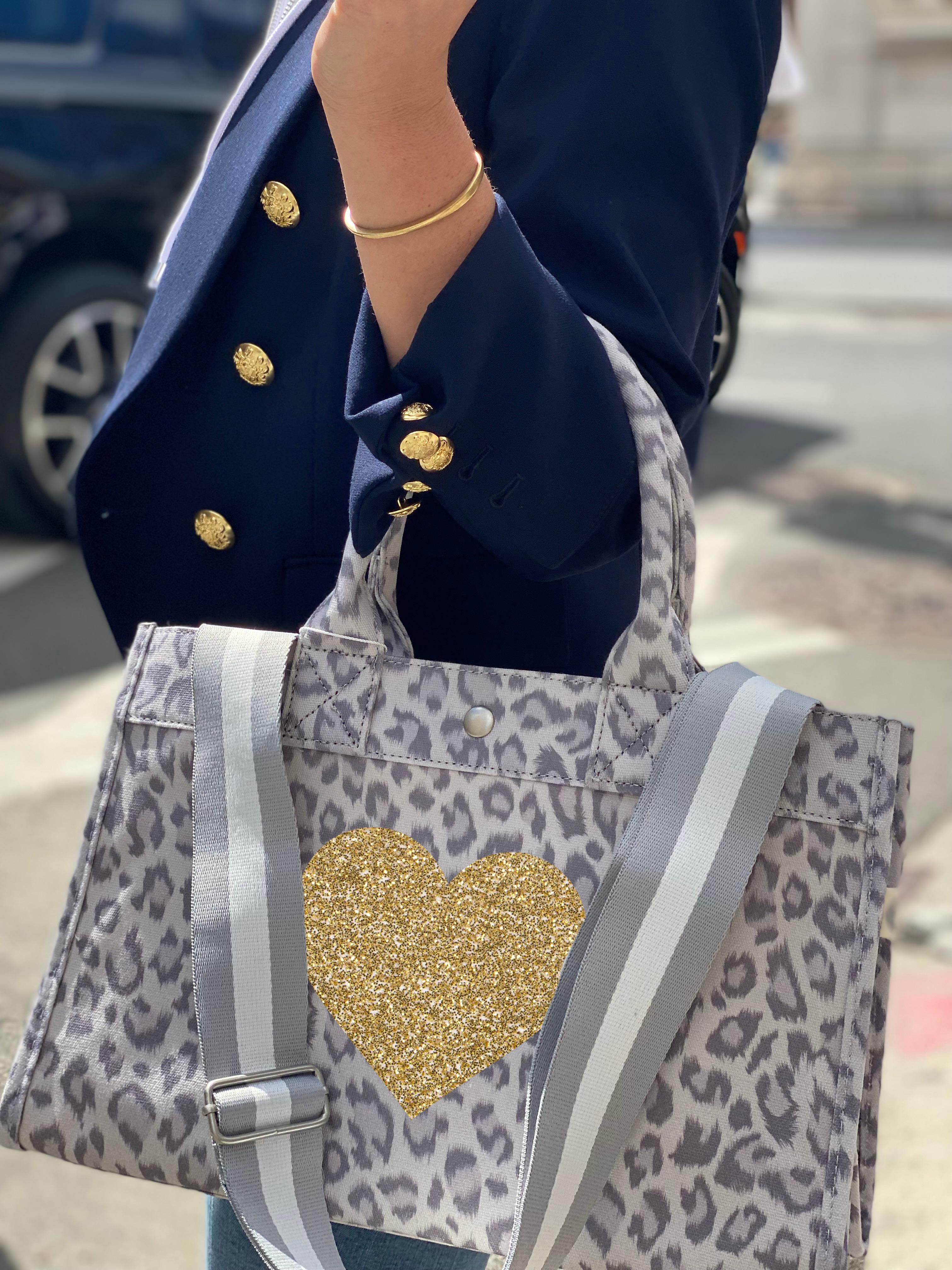 Midi East West Bag: Grey Leopard - Quilted Koala