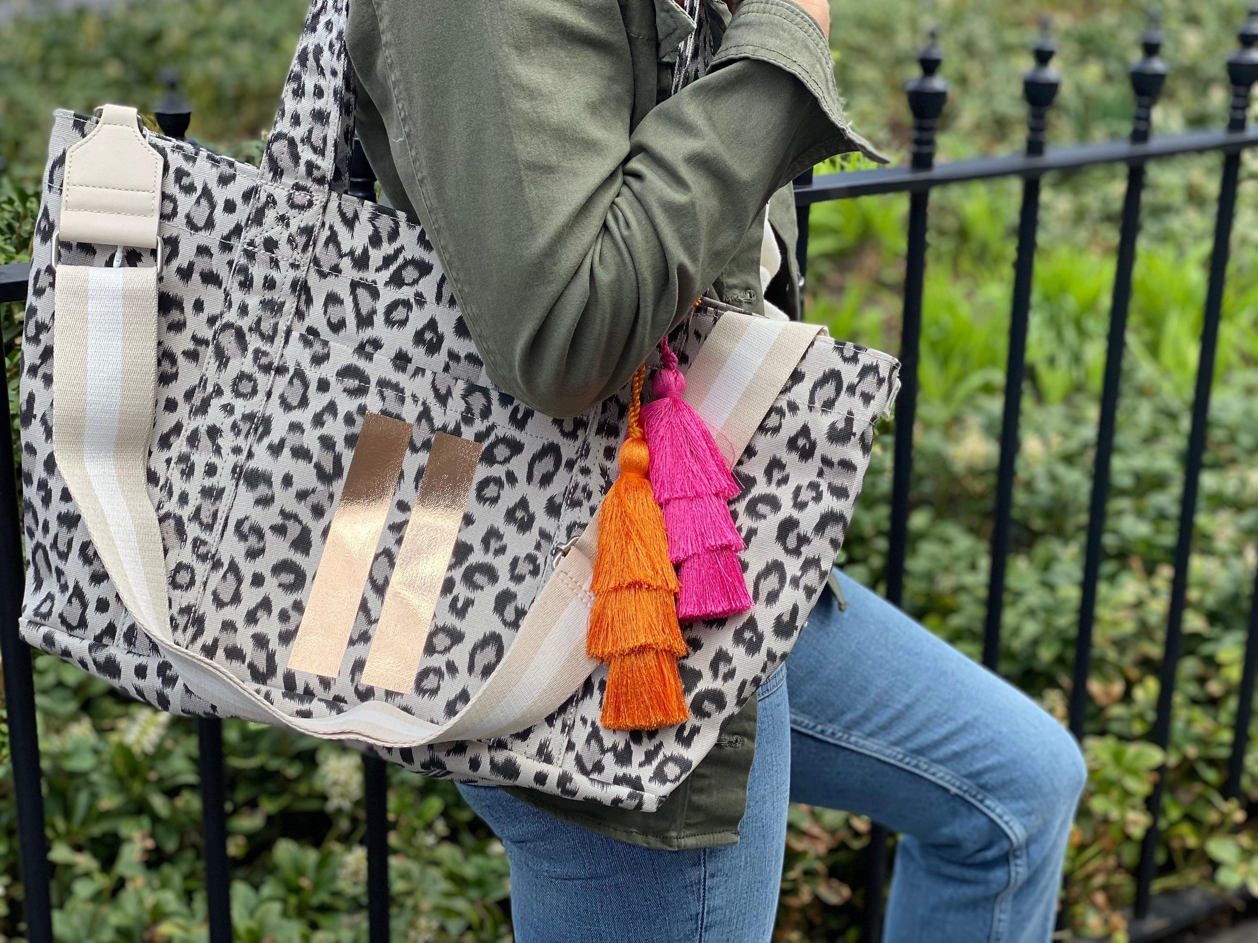 Midi Zipper Tote: Leopard - Quilted Koala