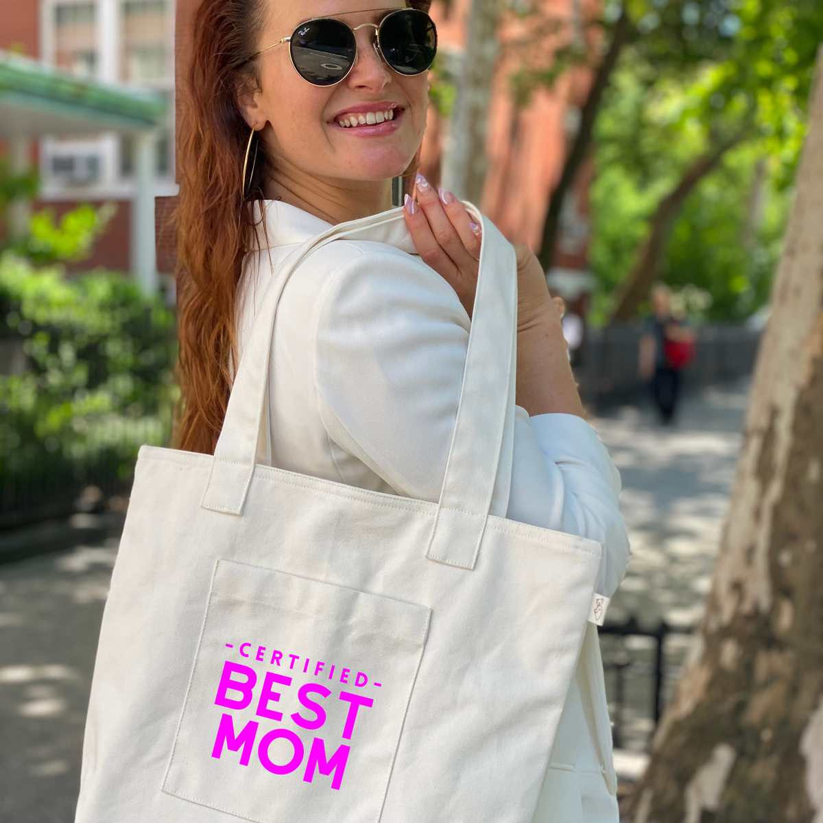 Natural Midi Everything Bag - Neon Pink Certified Best Mom