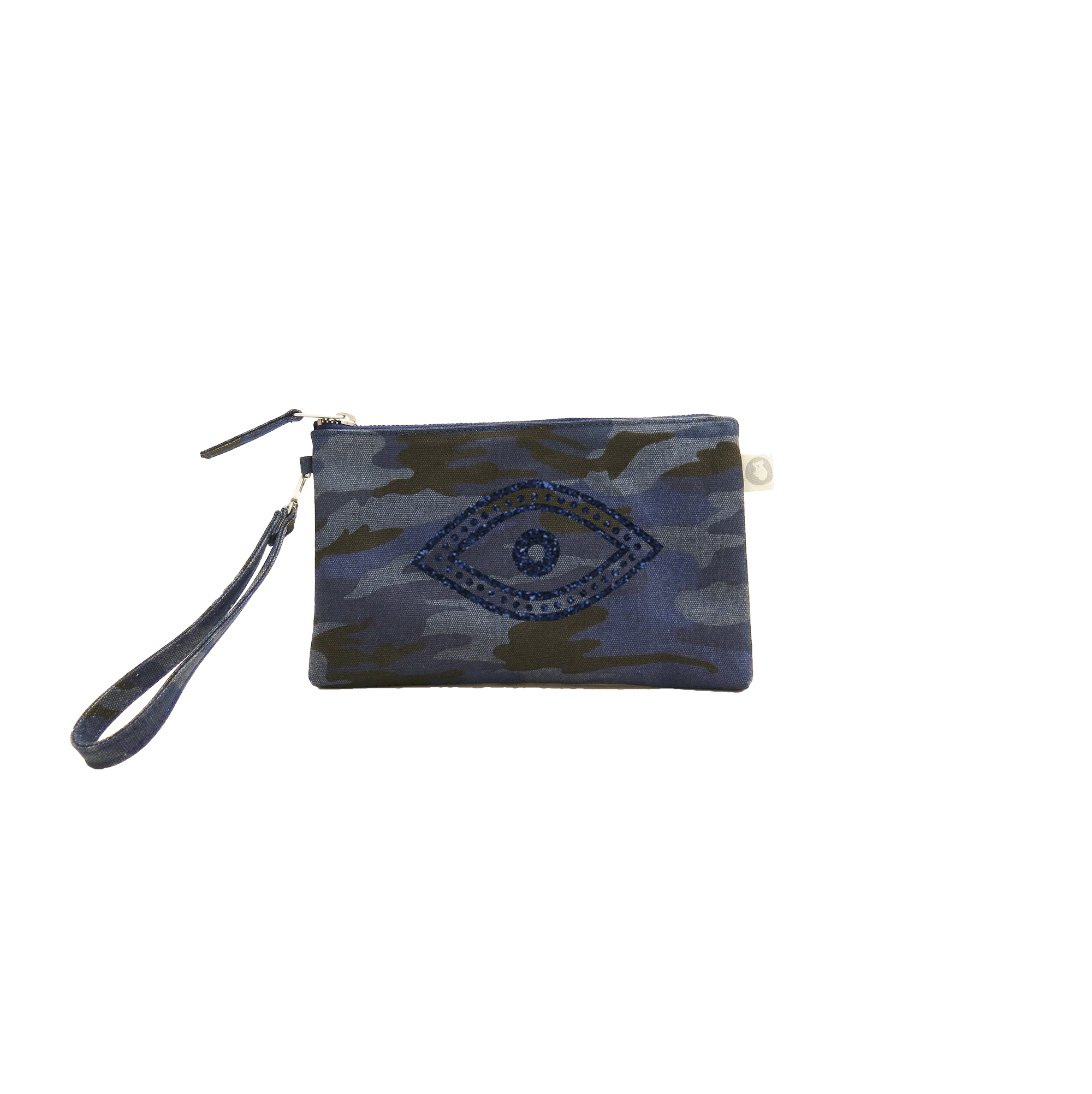 Mini Luxe Clutch with Wristlet: Dark Blue Camouflage - Quilted Koala