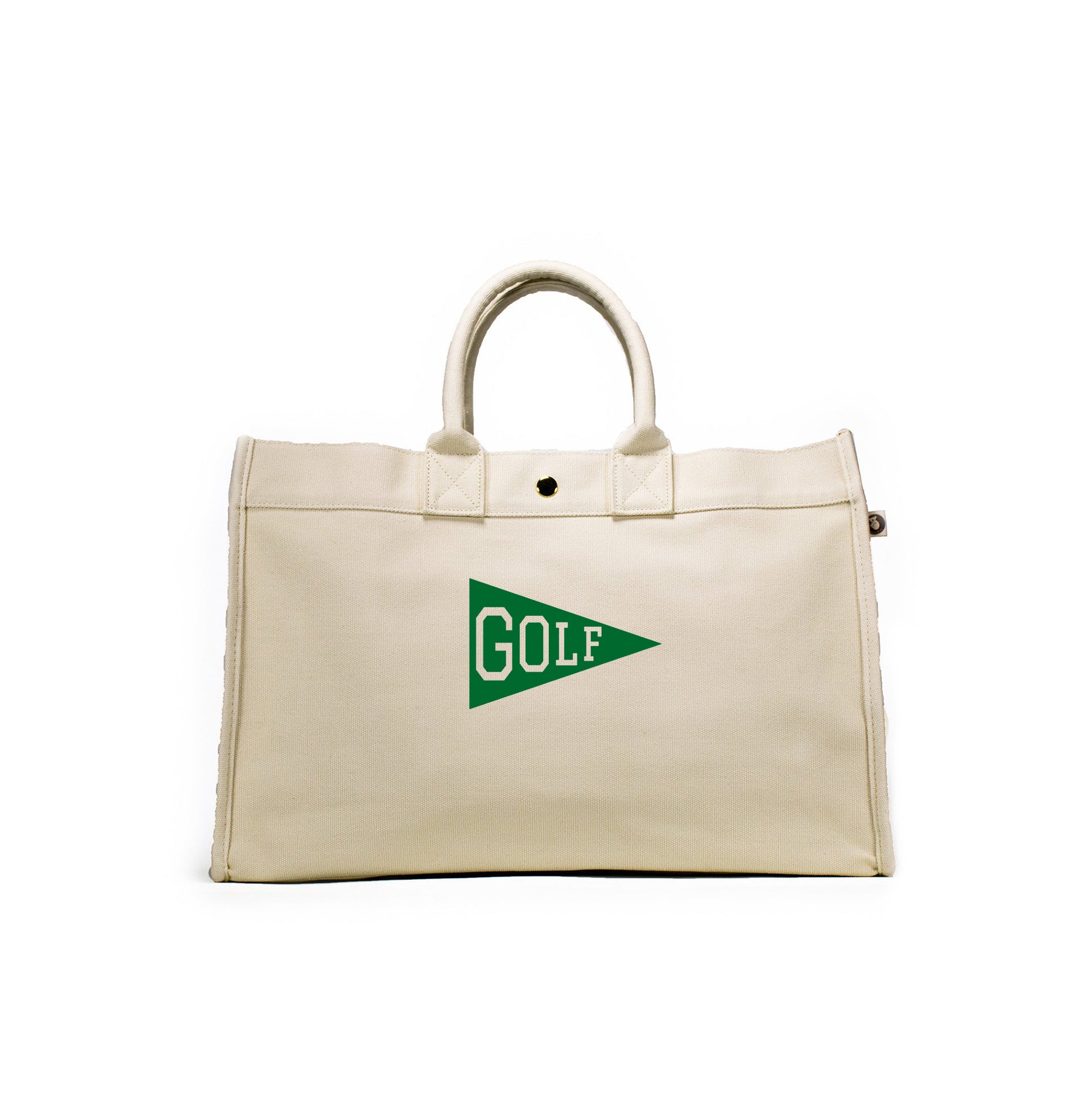 East West Bag: Natural with Kelly Green Matte Golf Flag - Quilted Koala