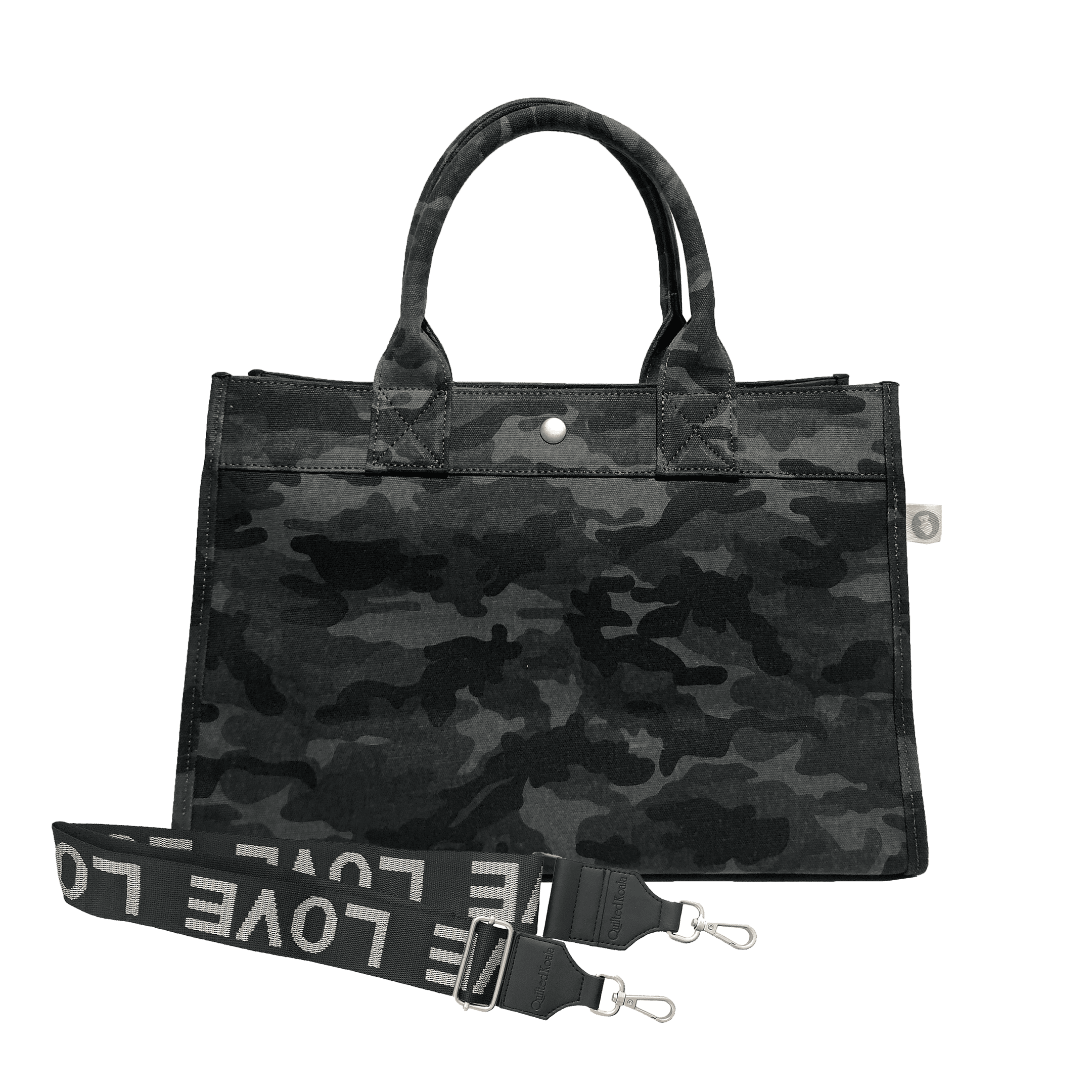 Monogram Stripe Midi East West Bag: Black Camouflage - Quilted Koala