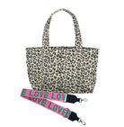 Monogram Stripe - Midi Zipper Tote: Leopard - Quilted Koala